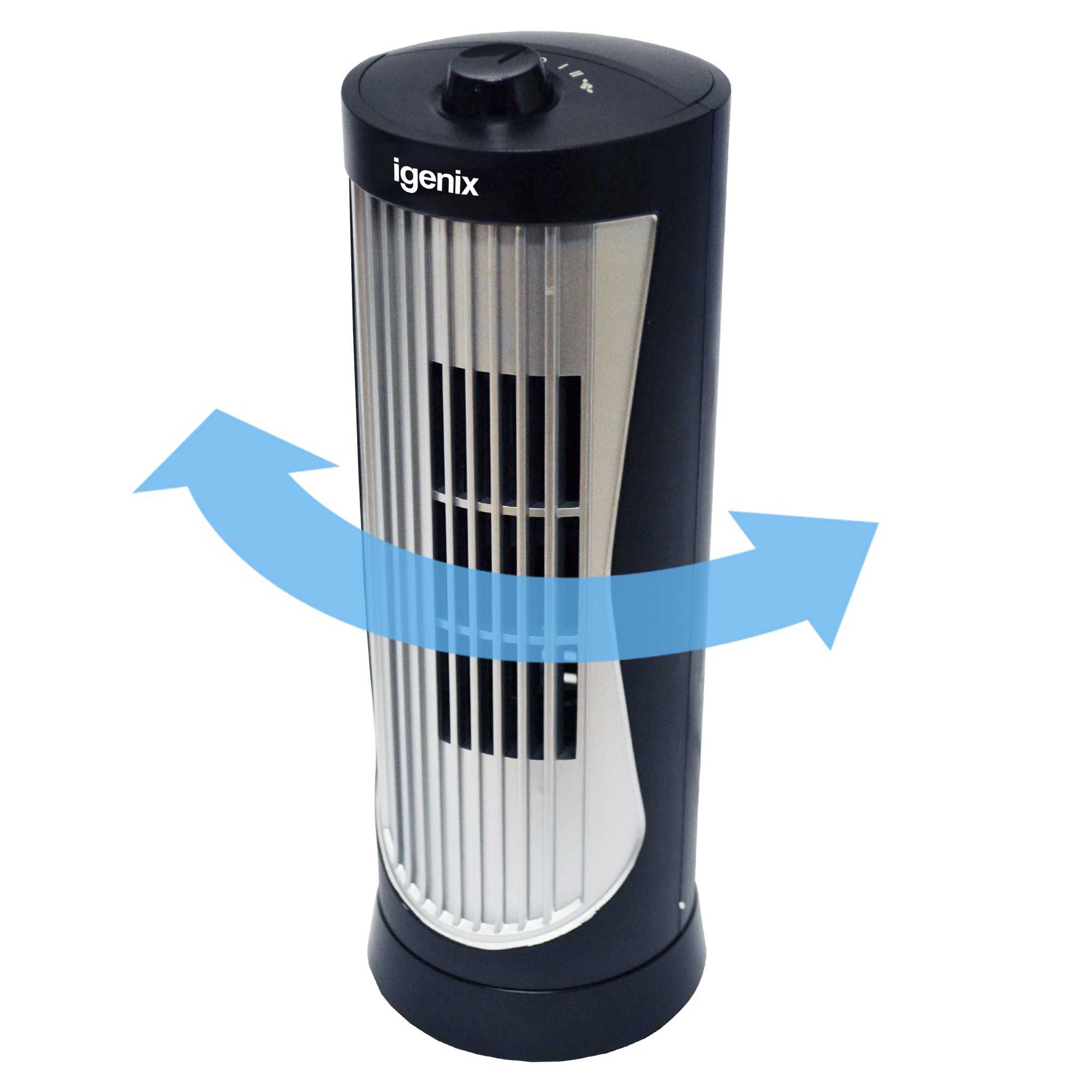 Mini Tower Fan, Oscillating, 12 Inch, Black