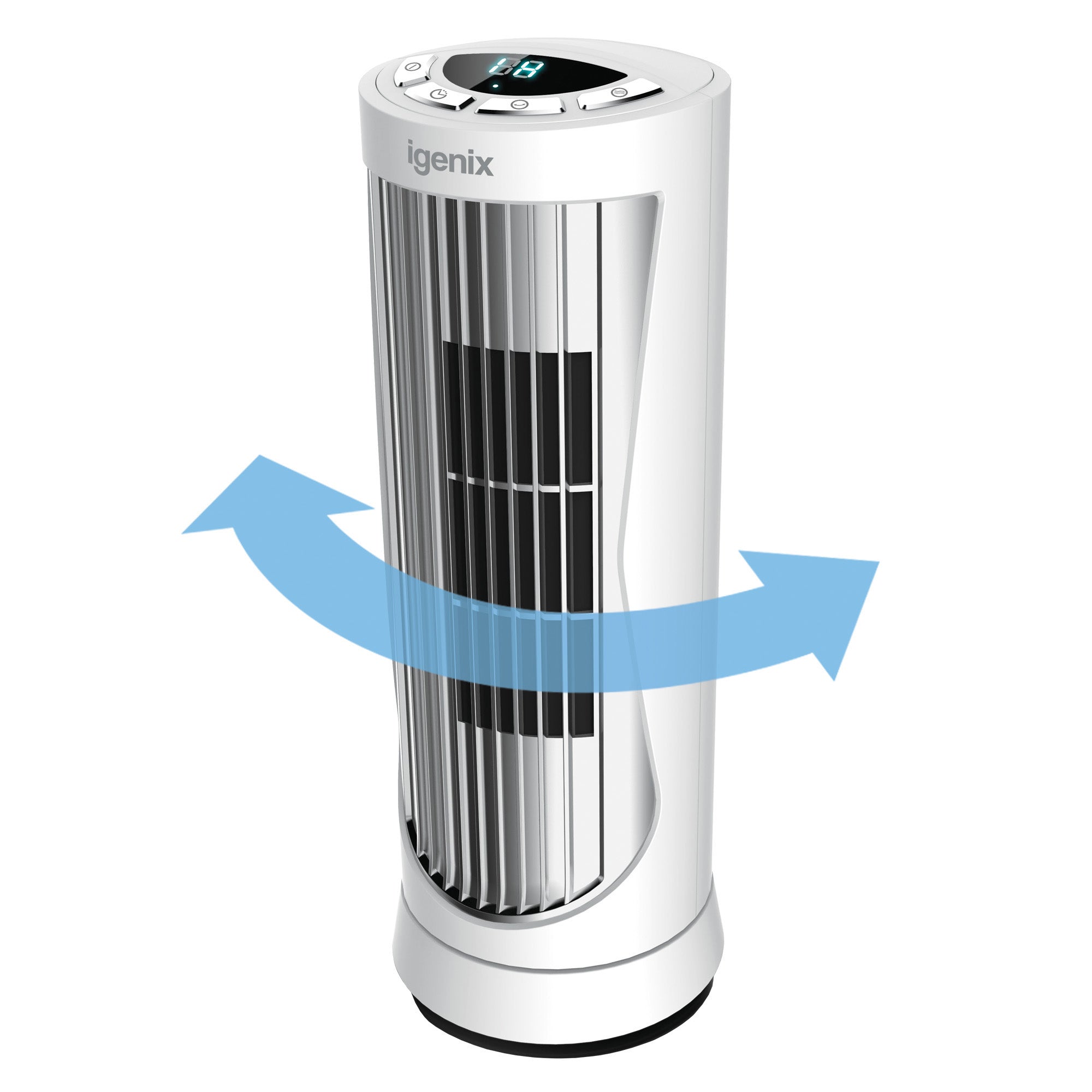 Digital Mini Tower Fan, Oscillating, 12 Inch, White