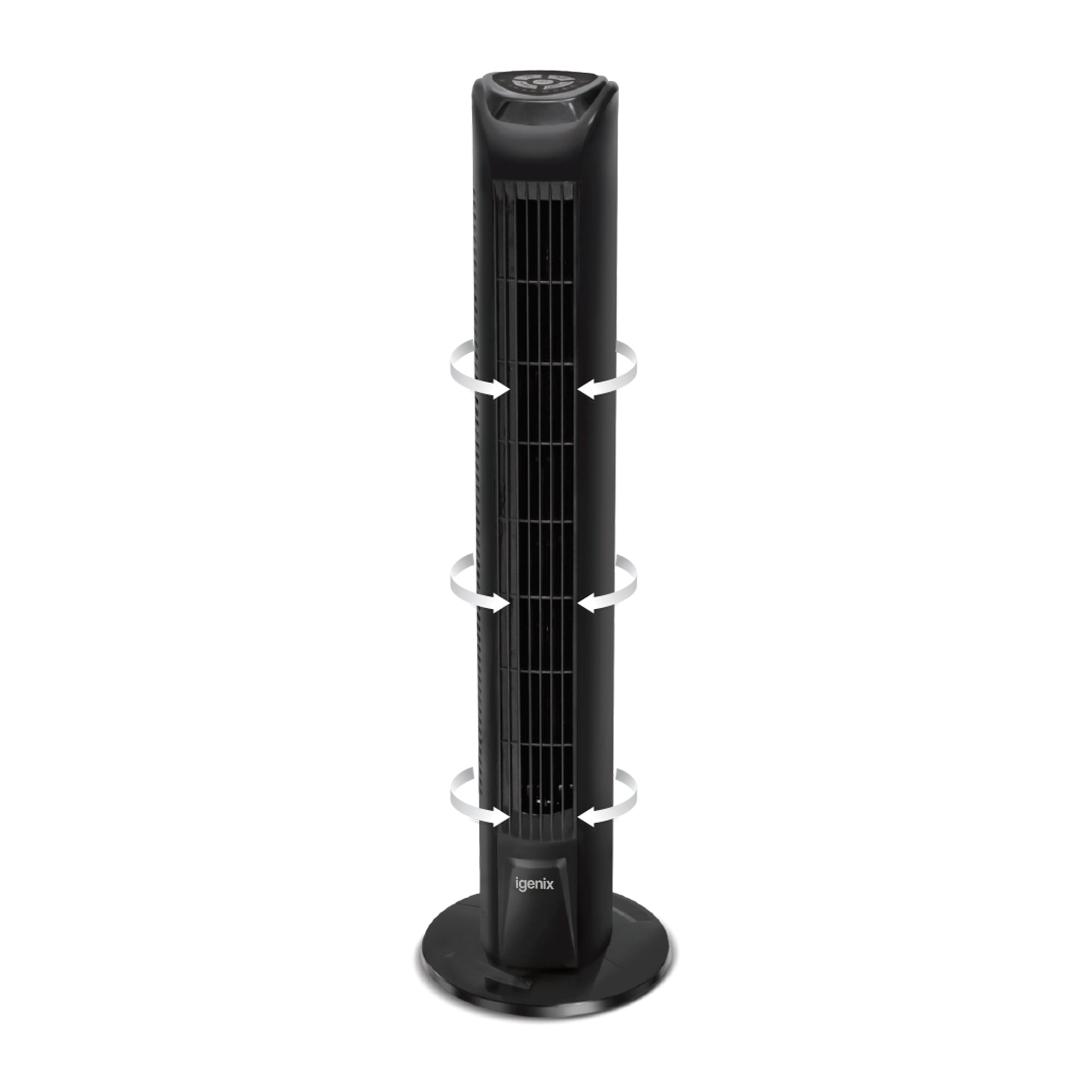 Tower Fan, Oscillating, 7.5 Hour Timer, 29 Inch, Black