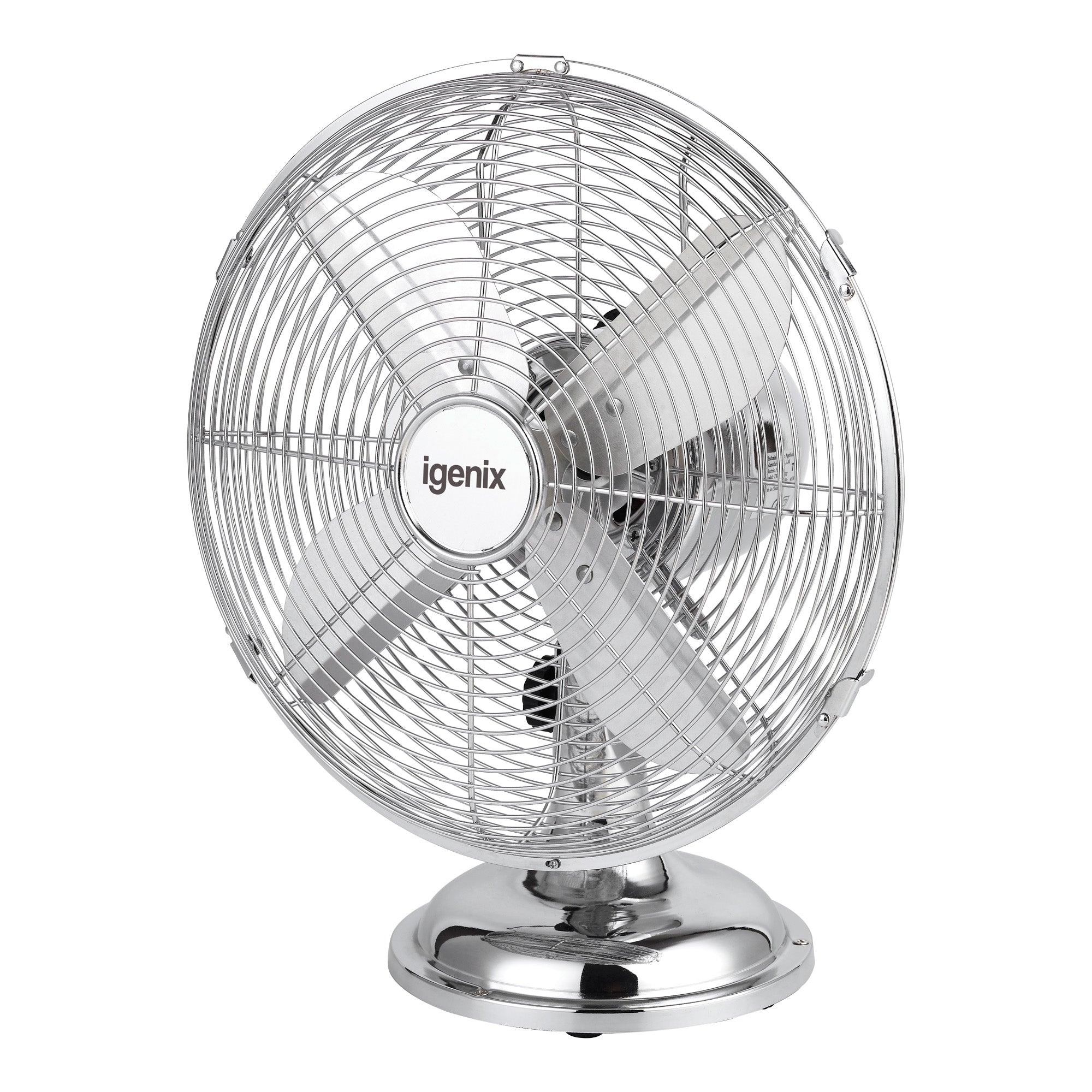 12 Inch Desk Fan, 3 Speeds, Chrome