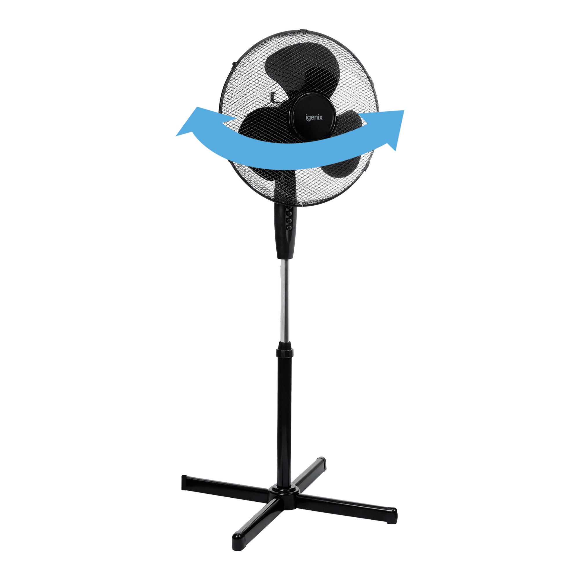 16 Inch Pedestal Fan, 3 Speeds, Black