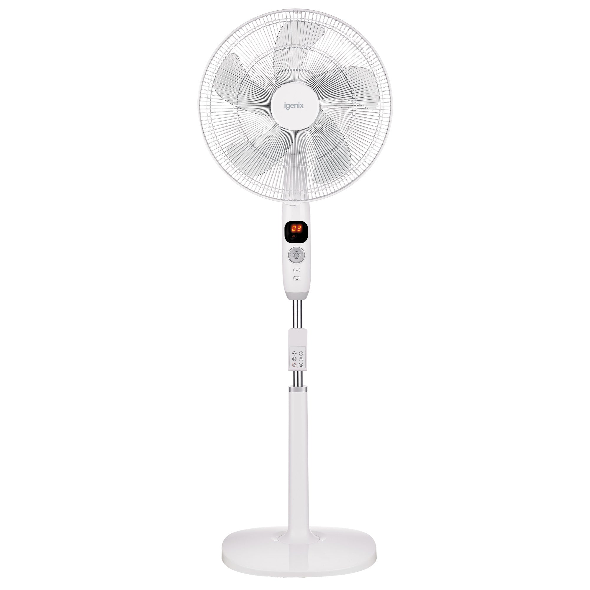 Digital Pedestal Fan, Ultra Quiet, Timer & Remote Control, 16 Inch, White