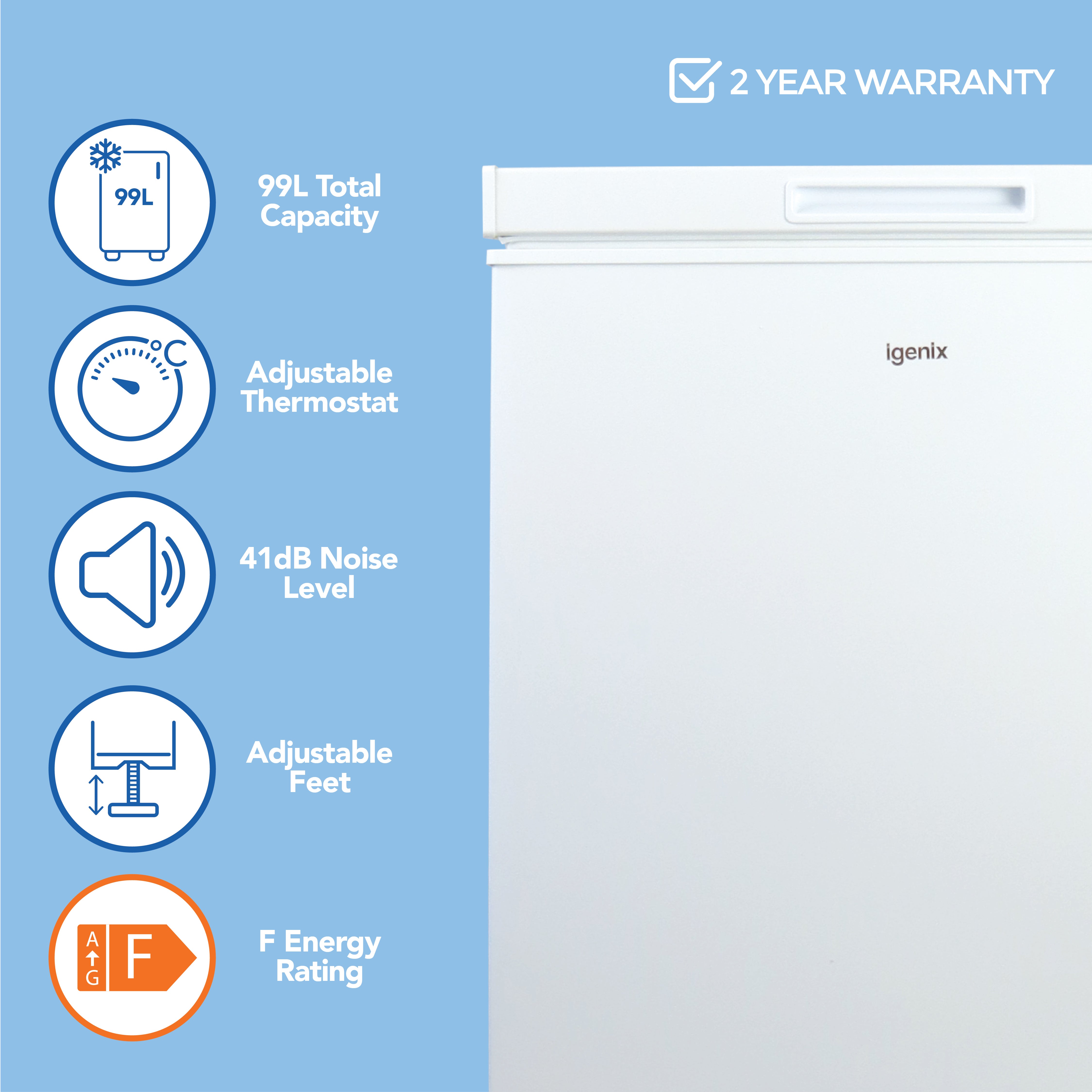 Freestanding Chest Freezer, 99 Litre, White