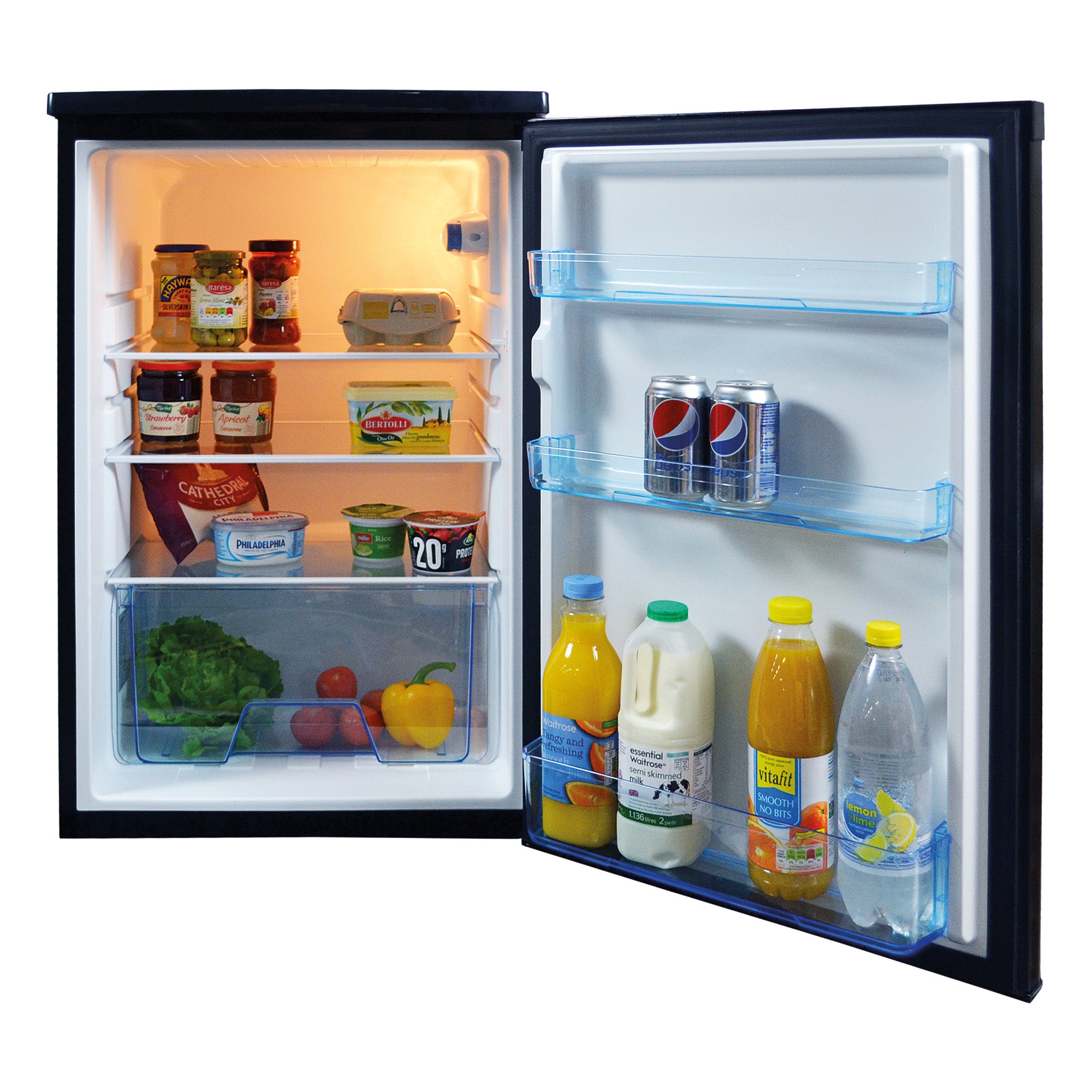Under Counter Larder Fridge, 131 Litre, Black