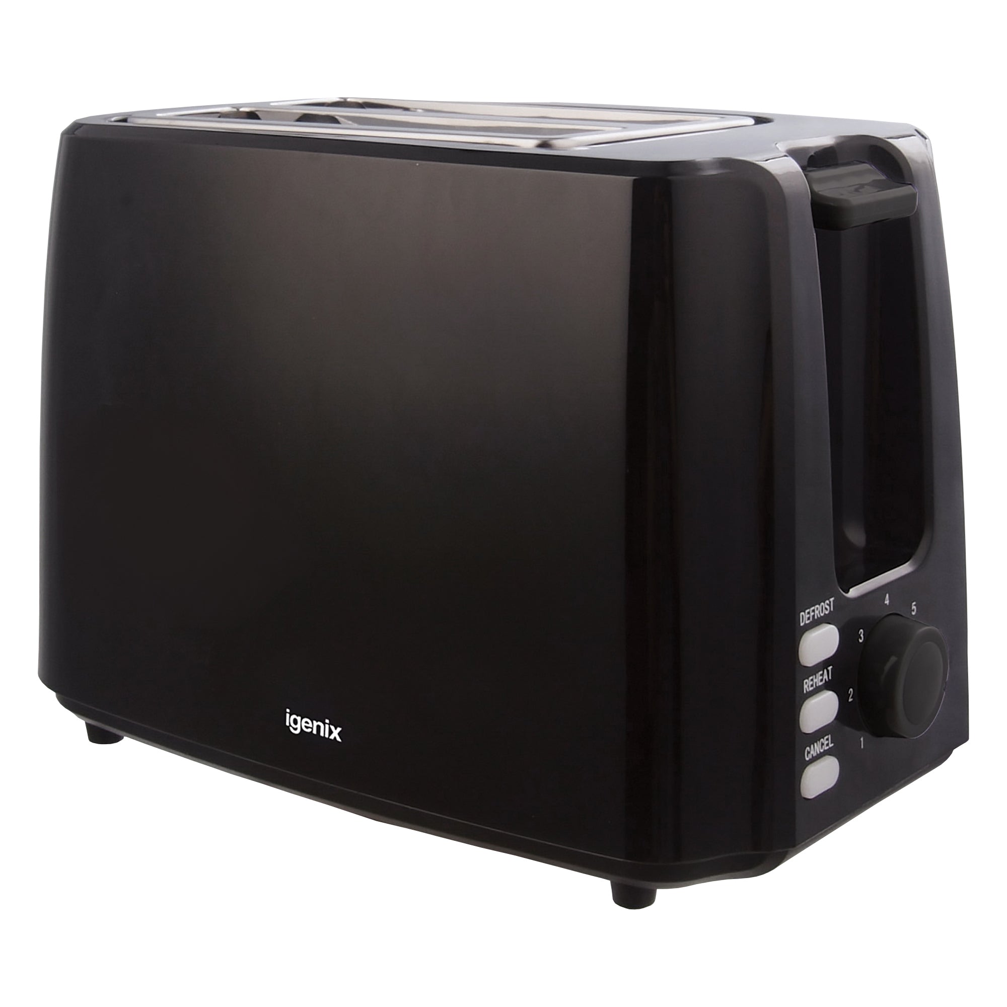 2 Slice Toaster, Defrost & Reheat Function, Black