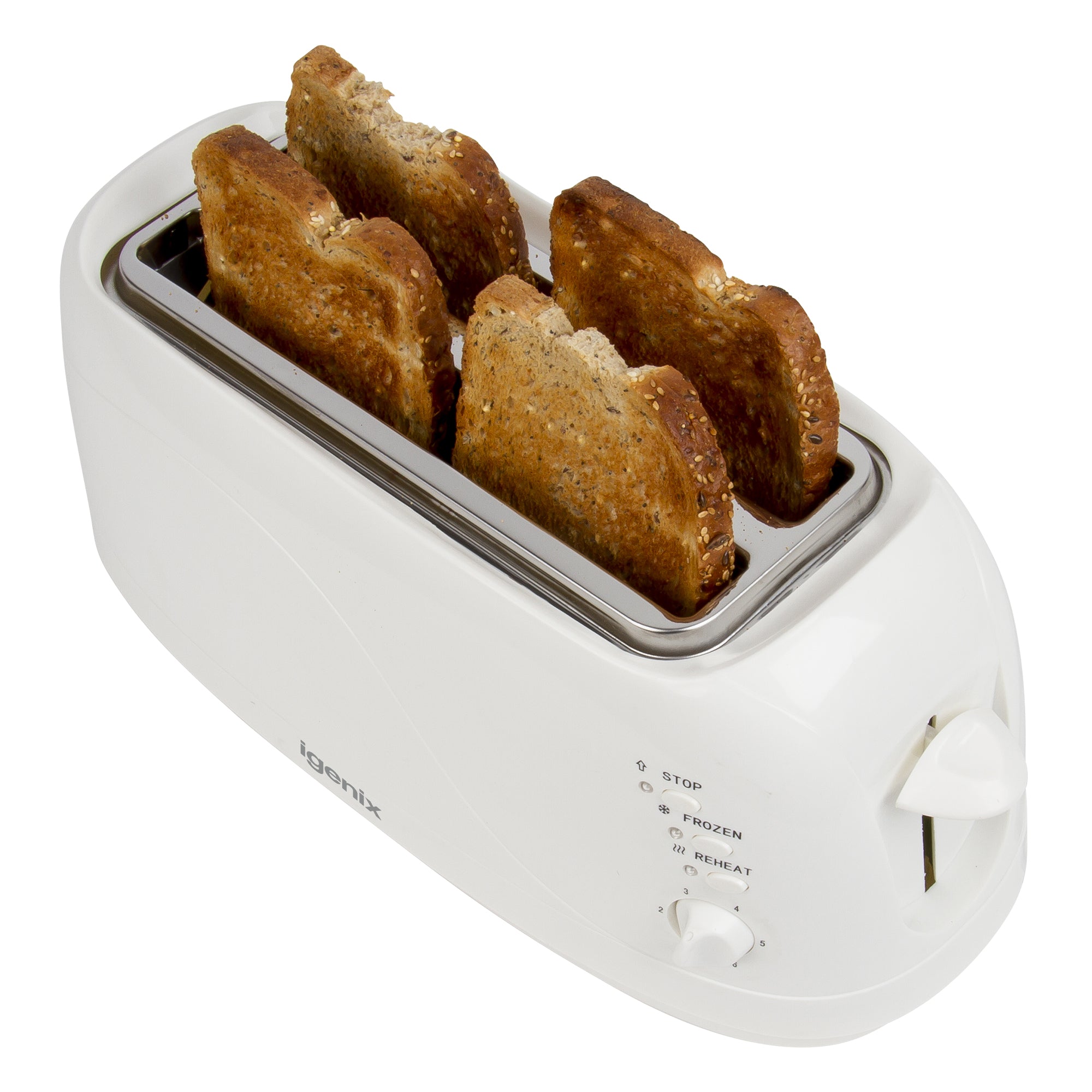 4 Slice Toaster, Removable Crumb Tray, White