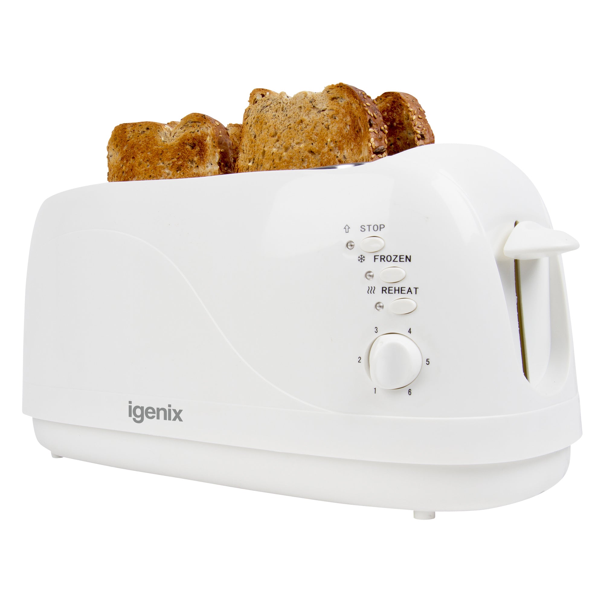 4 Slice Toaster, Removable Crumb Tray, White