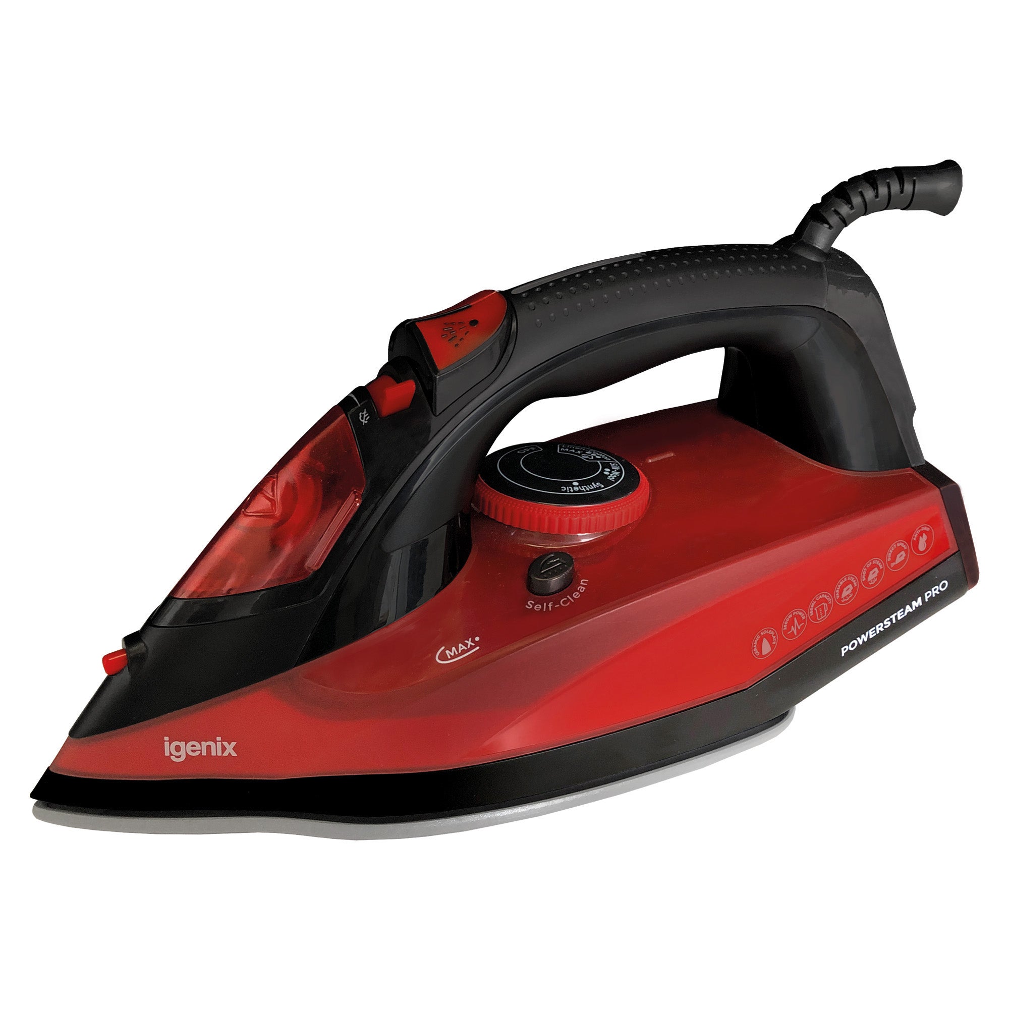 PowerSteam Steam Iron, 2600W, Red/Black