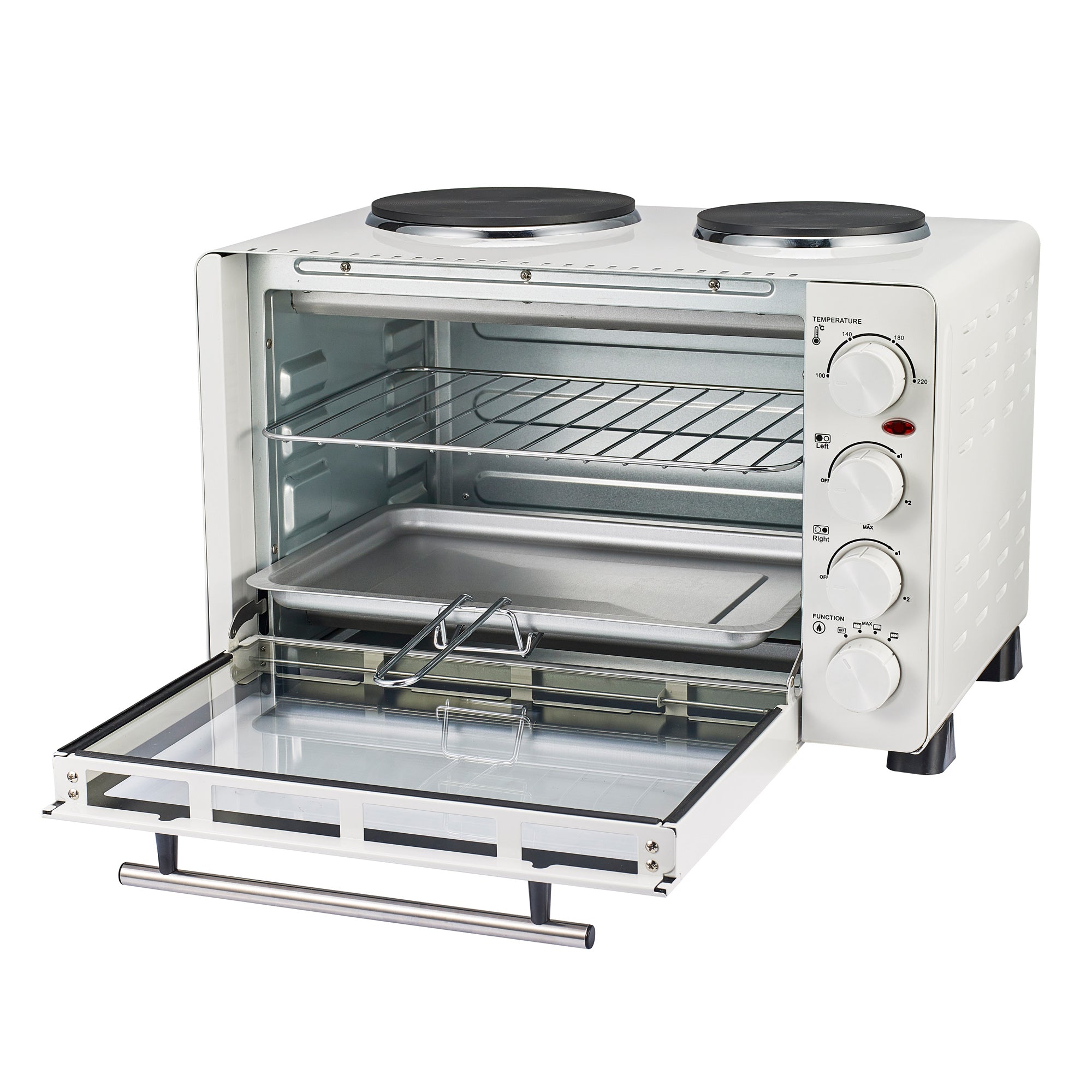 Electric Mini Oven with Hotplate Hobs, 30 Litres