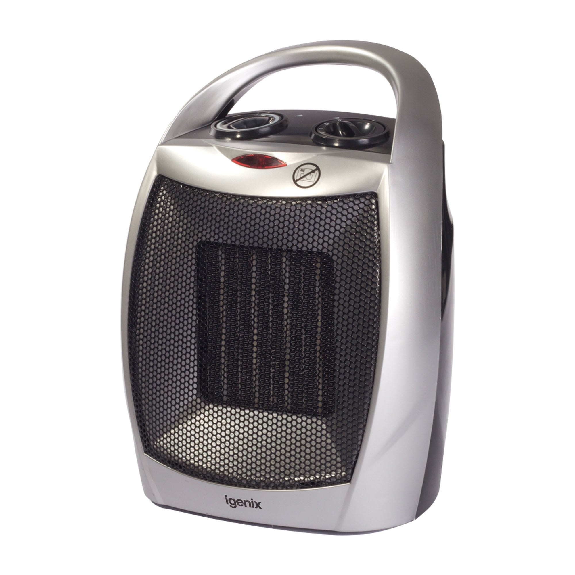 Ceramic Fan Heater, 2 Heat Settings, 1800W, Silver