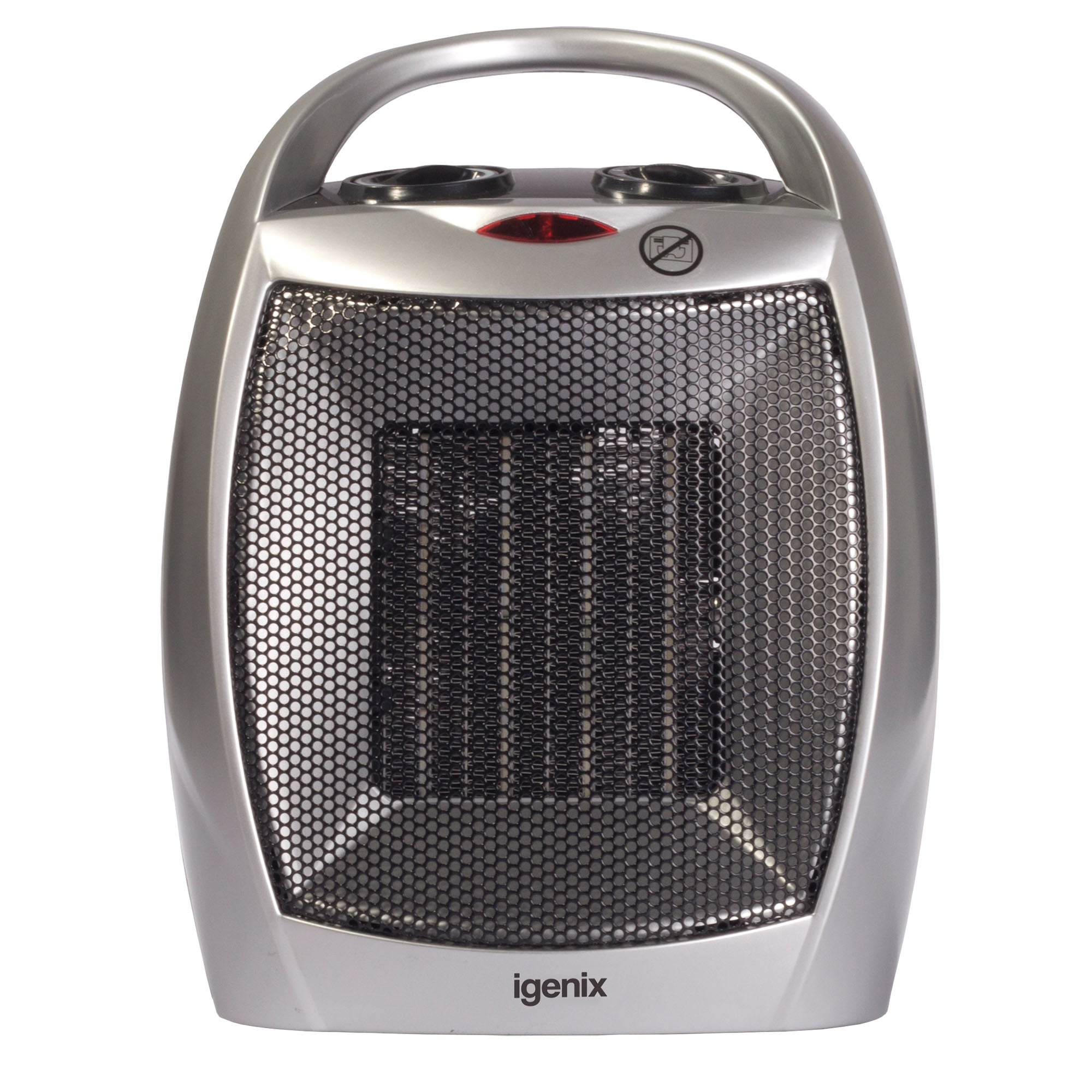 Ceramic Fan Heater, 2 Heat Settings, 1800W, Silver