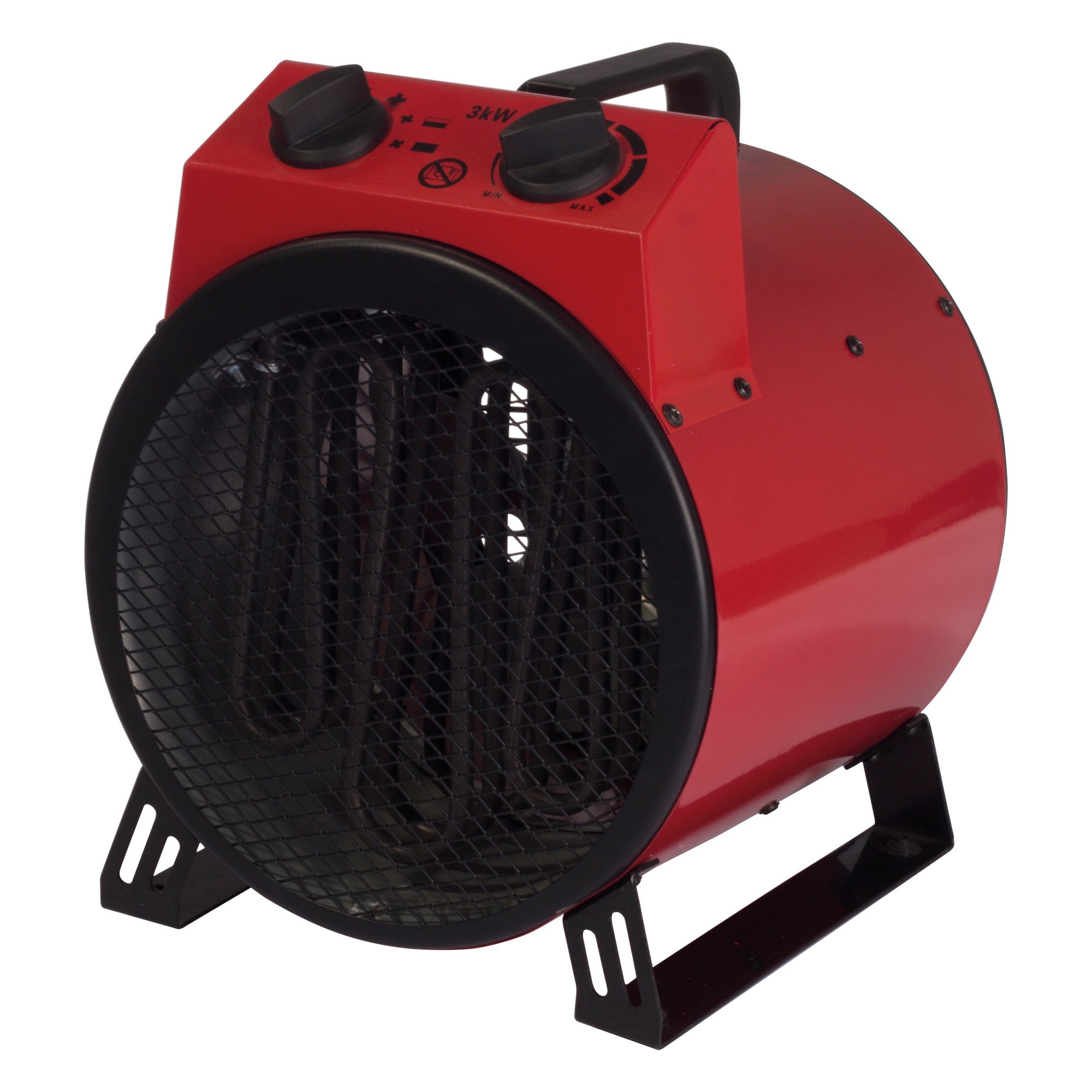 Commercial Drum Fan Heater, 2 Heat Settings, 3000W, Red