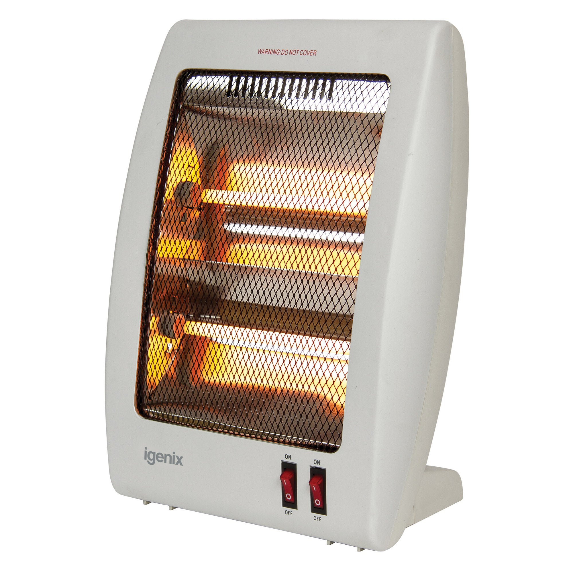 Electric Halogen Heater, 2 Bar Quartz, 800W, White