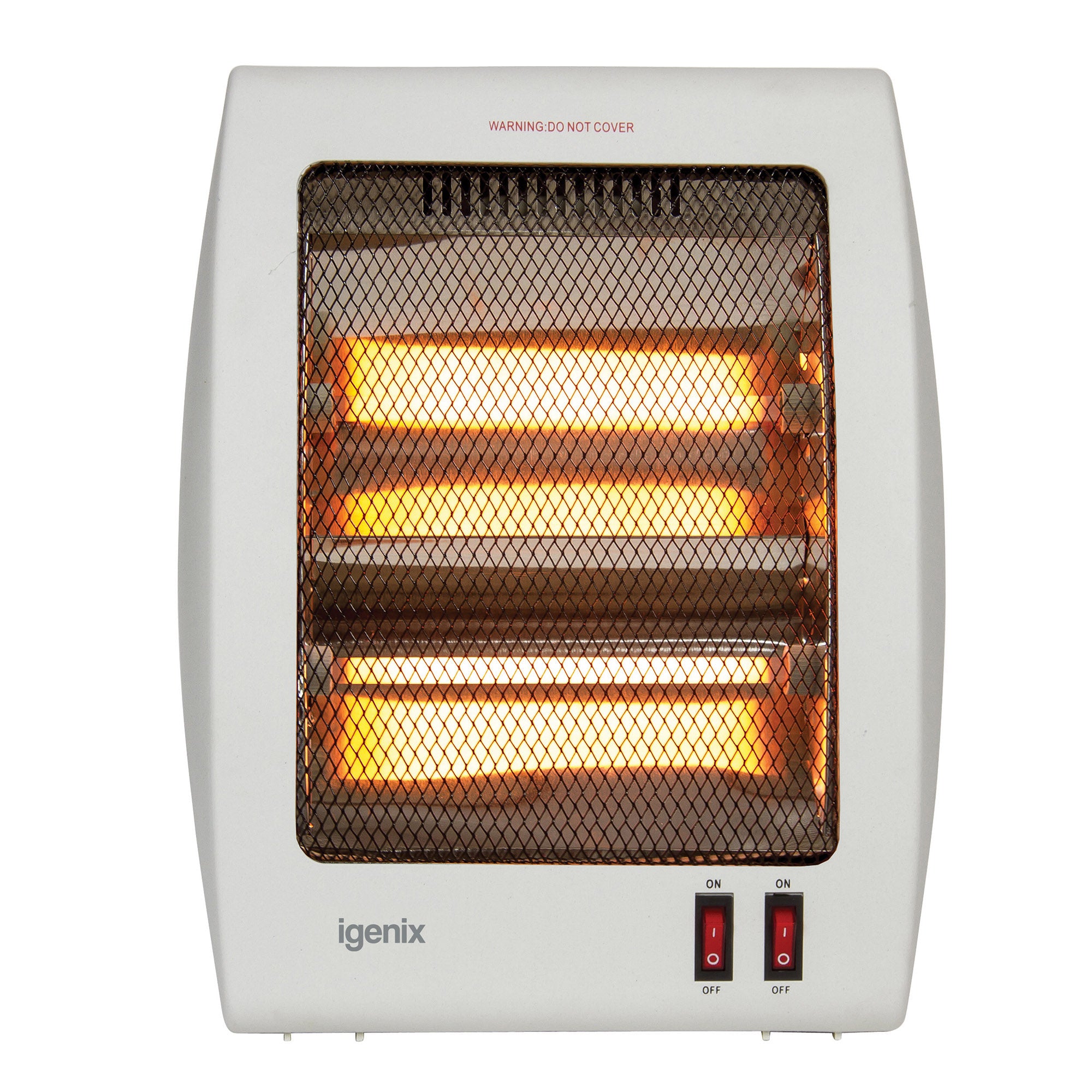 Electric Halogen Heater, 2 Bar Quartz, 800W, White