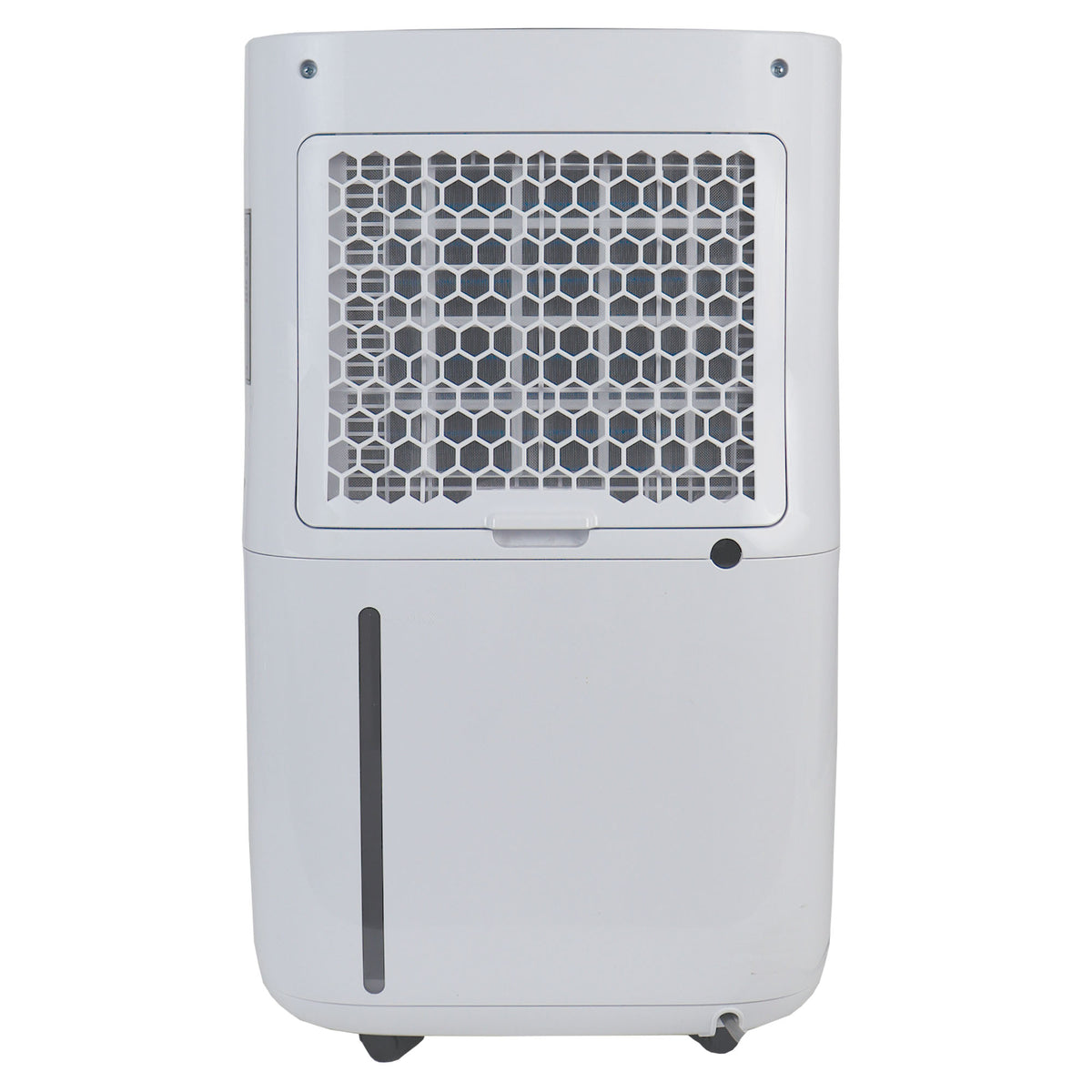 White Igenix Portable Dehumidifier, Extracts 20 Litres per Day with a top honeycomb air vent and a front water level viewing window.