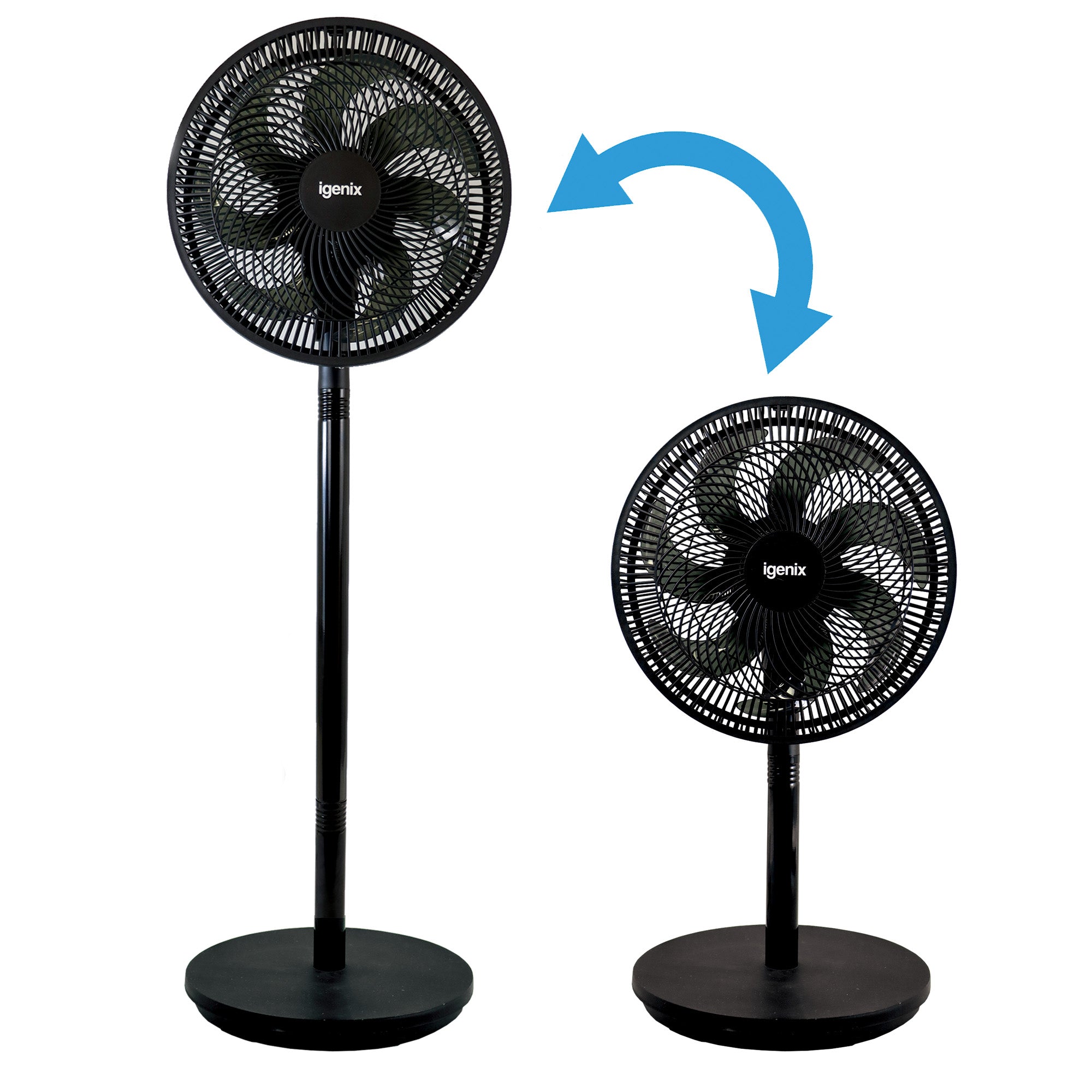 12 Inch Pedestal Fan, 7 Blades, 3 Speeds, Black