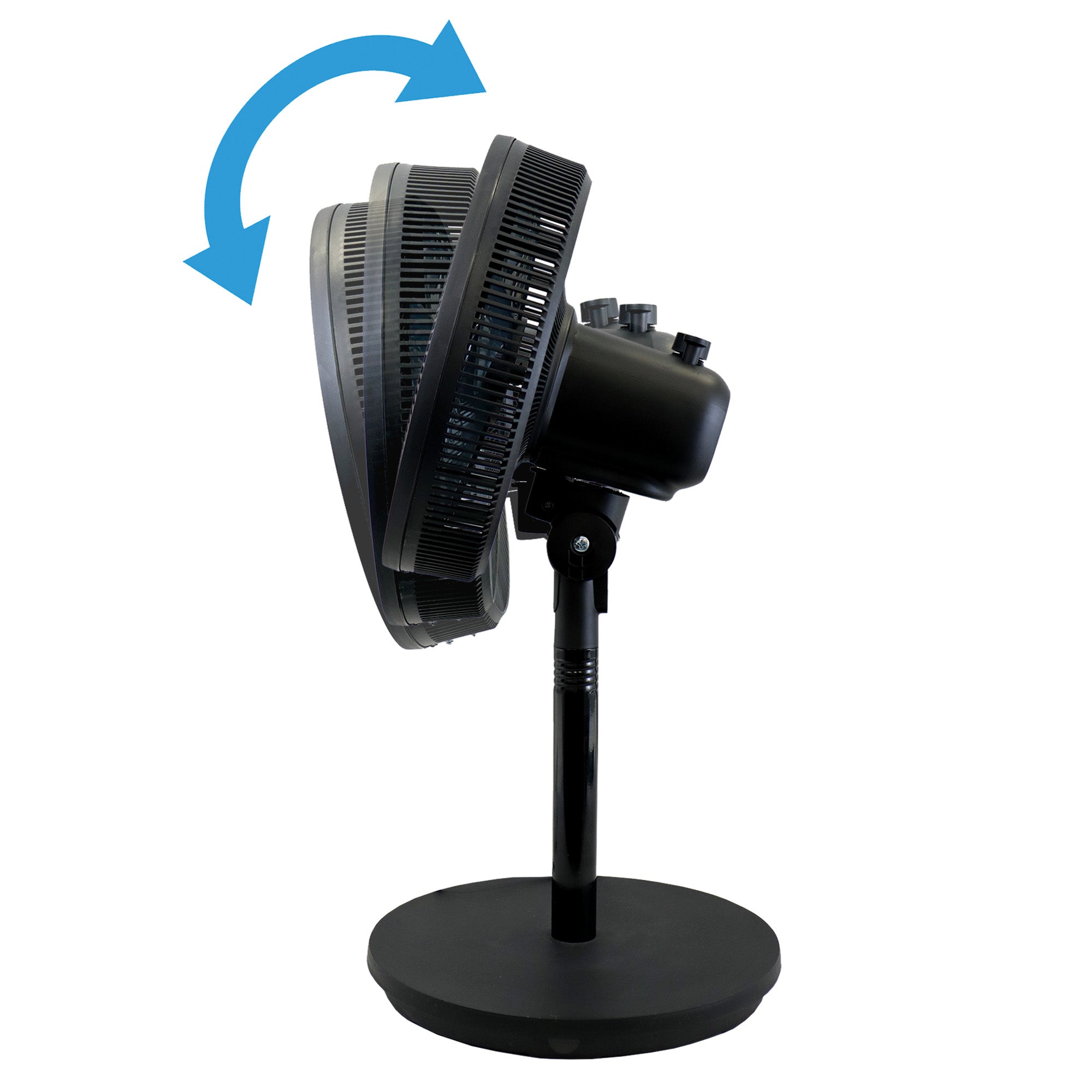 12 Inch Pedestal Fan, 7 Blades, 3 Speeds, Black