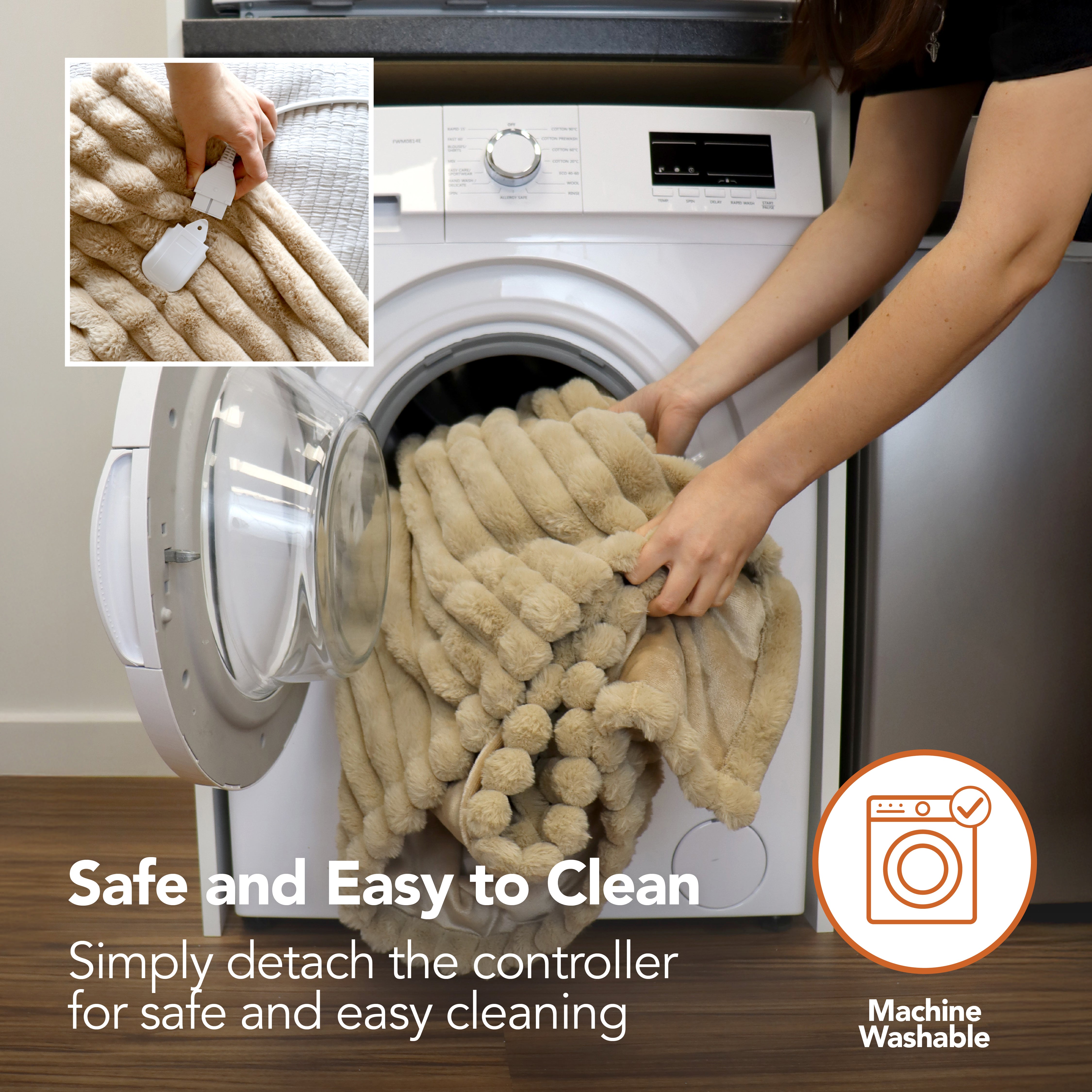 Igenix Luxury Heated Faux Fur Throw 160 x 130 cm - Latte