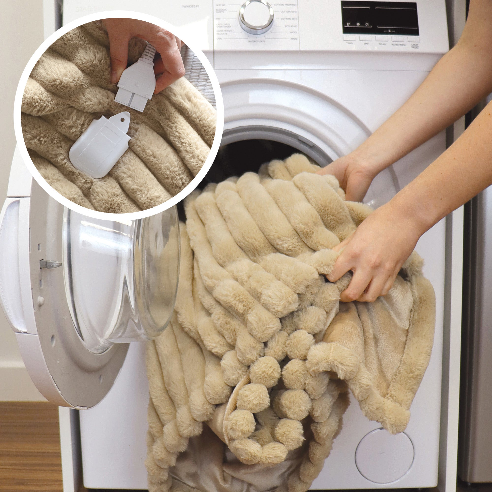 Igenix Luxury Heated Throw 160 x 130 cm – 9 Heat Settings, 9-Hour Timer, Overheat Protection, Machine Washable, Detachable Controller, Elastic Straps (Beige)