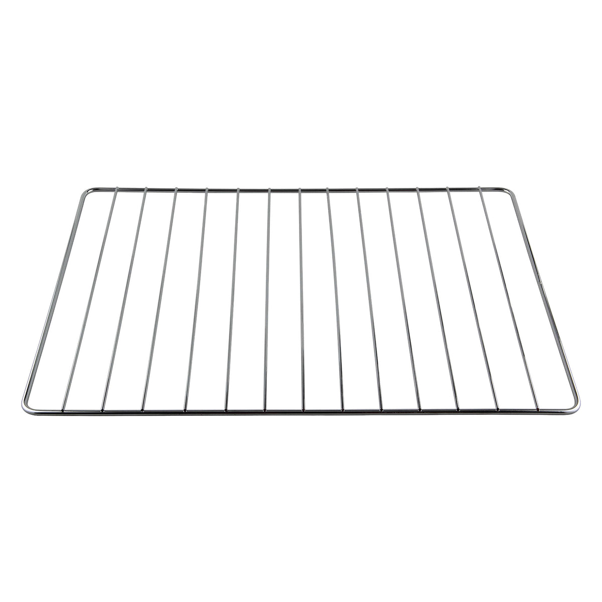 A metal oven rack with parallel bars, viewed from above against a white background, designed to fit perfectly inside the Igenix 30L Mini Oven With Hotplates, Black.