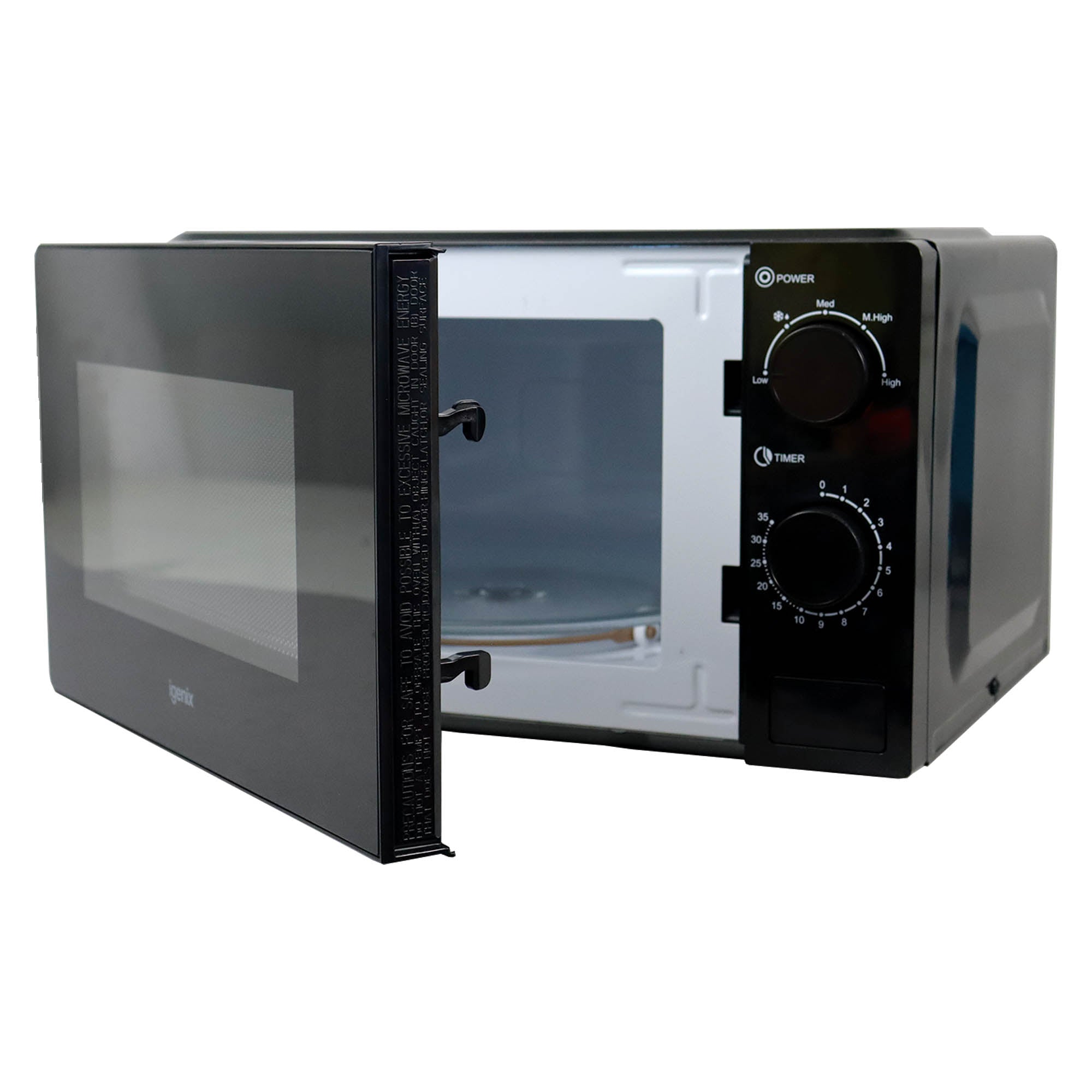 Manual Microwave, 700 W, 20 Litre, 35 Minute Timer, Black, Igenix IGMS02071B