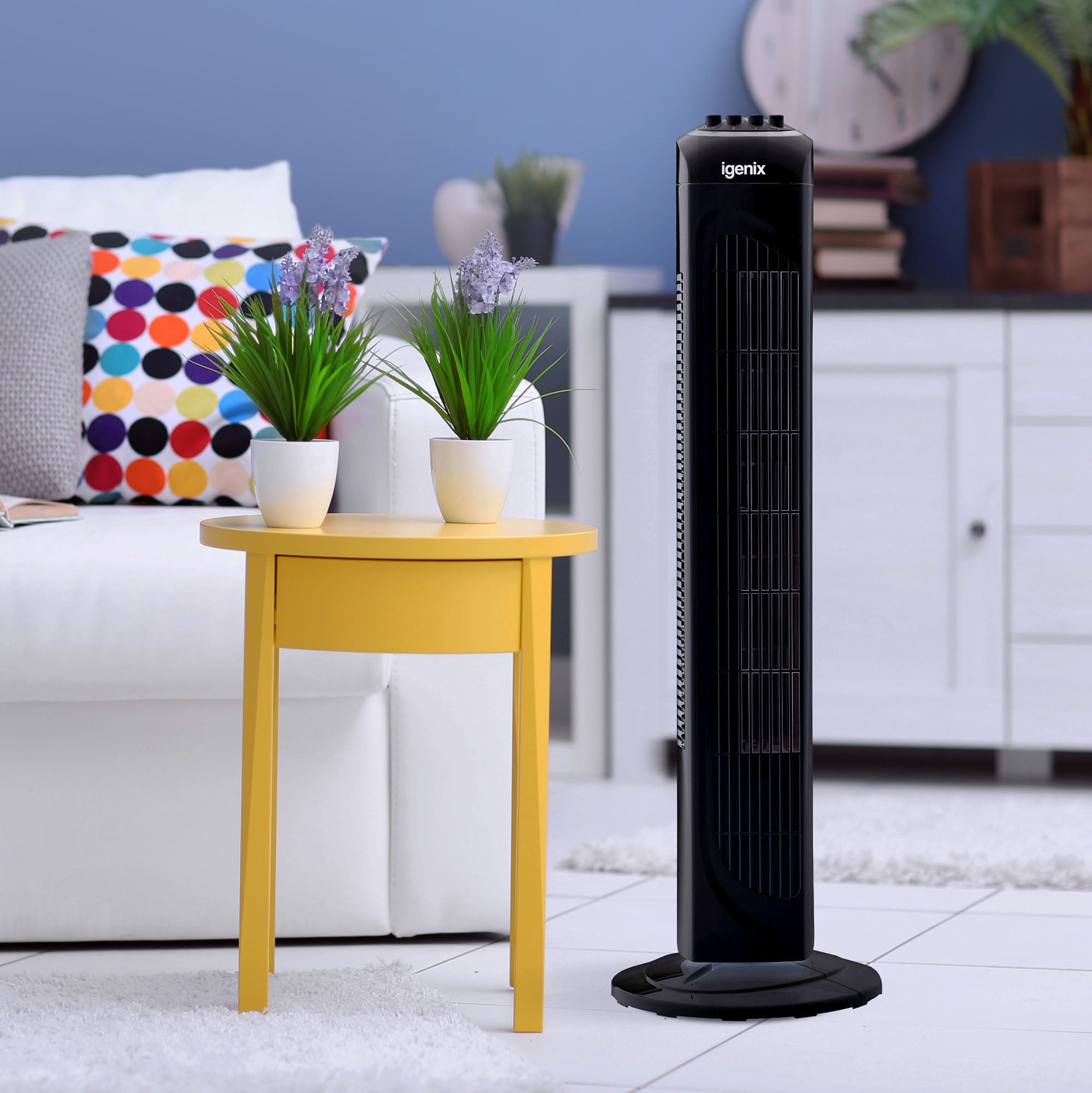 Tower Fan, Oscillating, 2 Hour Timer, 30 Inch, Black