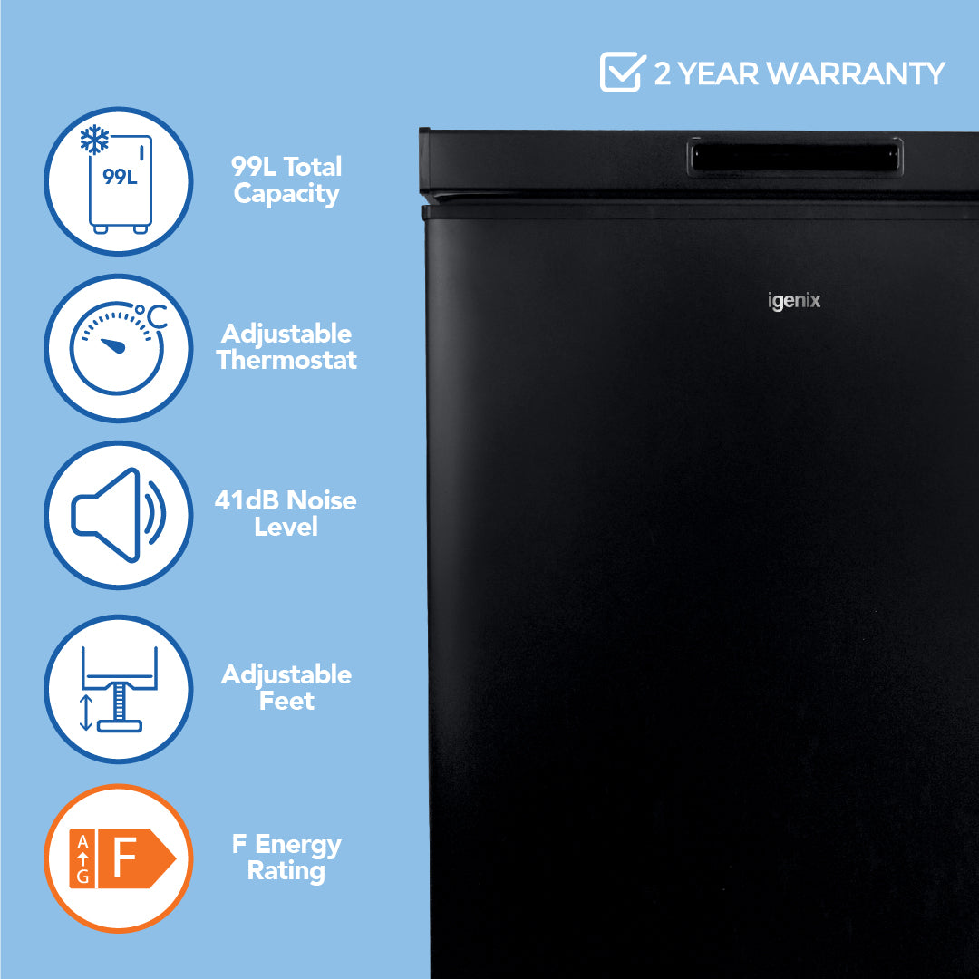 Freestanding Chest Freezer, 99 Litre, Black