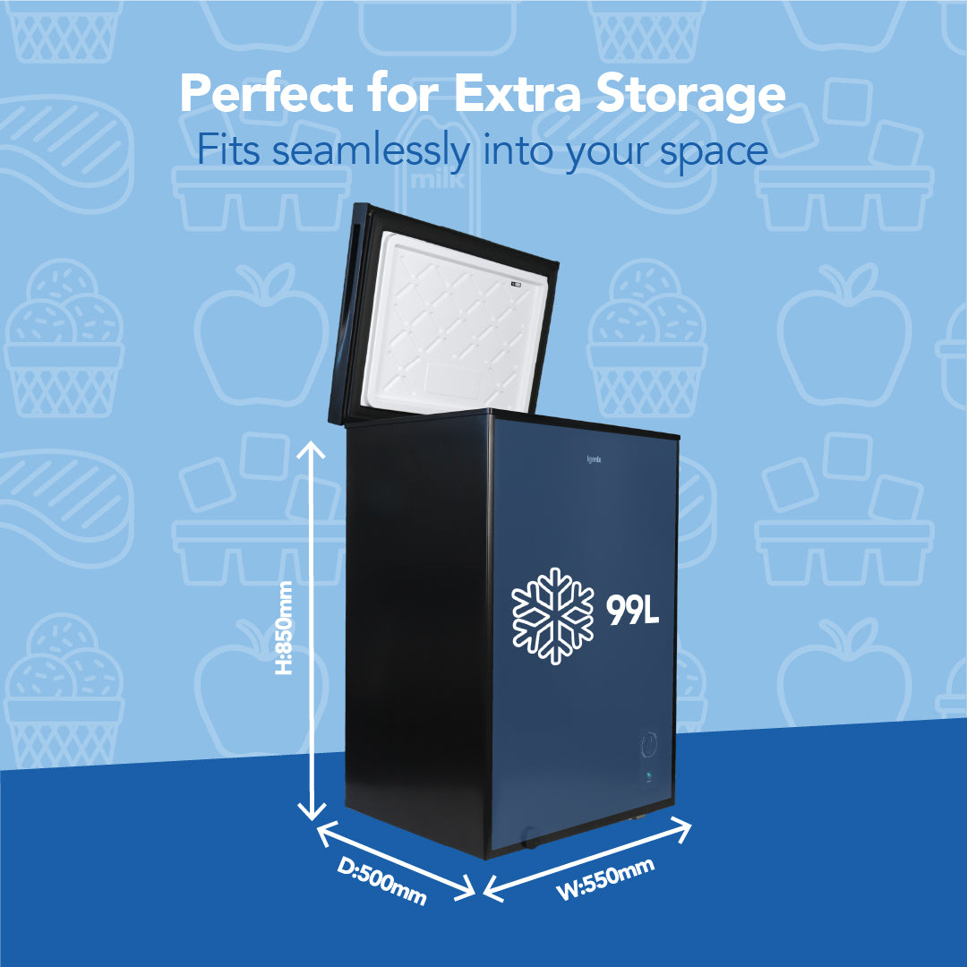 Freestanding Chest Freezer, 99 Litre, Black