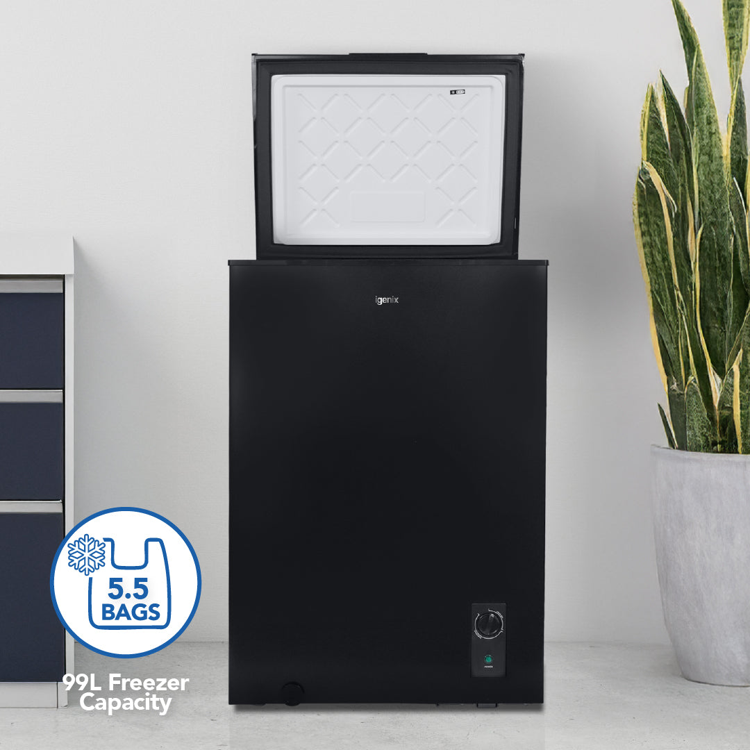 Freestanding Chest Freezer, 99 Litre, Black