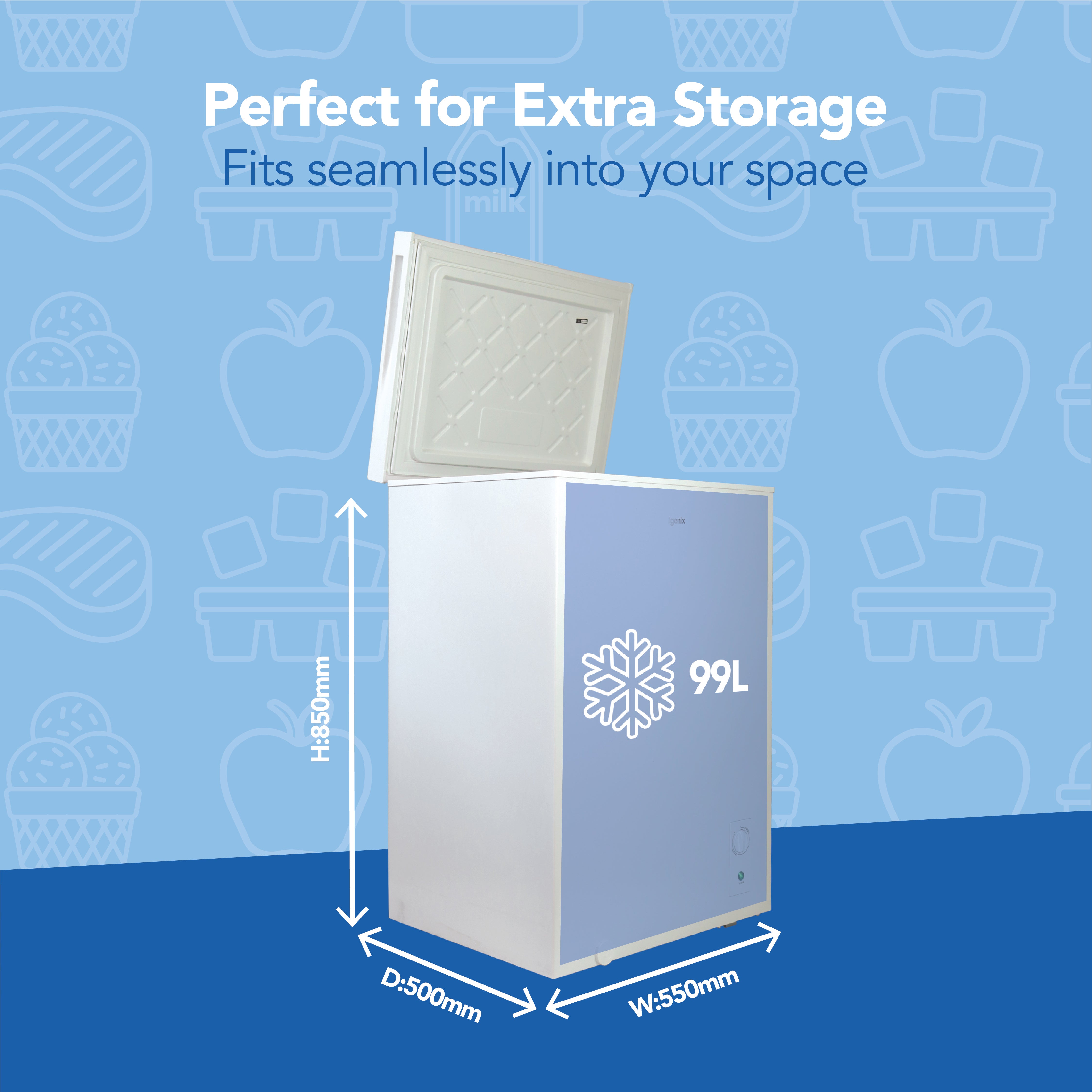 Freestanding Chest Freezer, 99 Litre, White