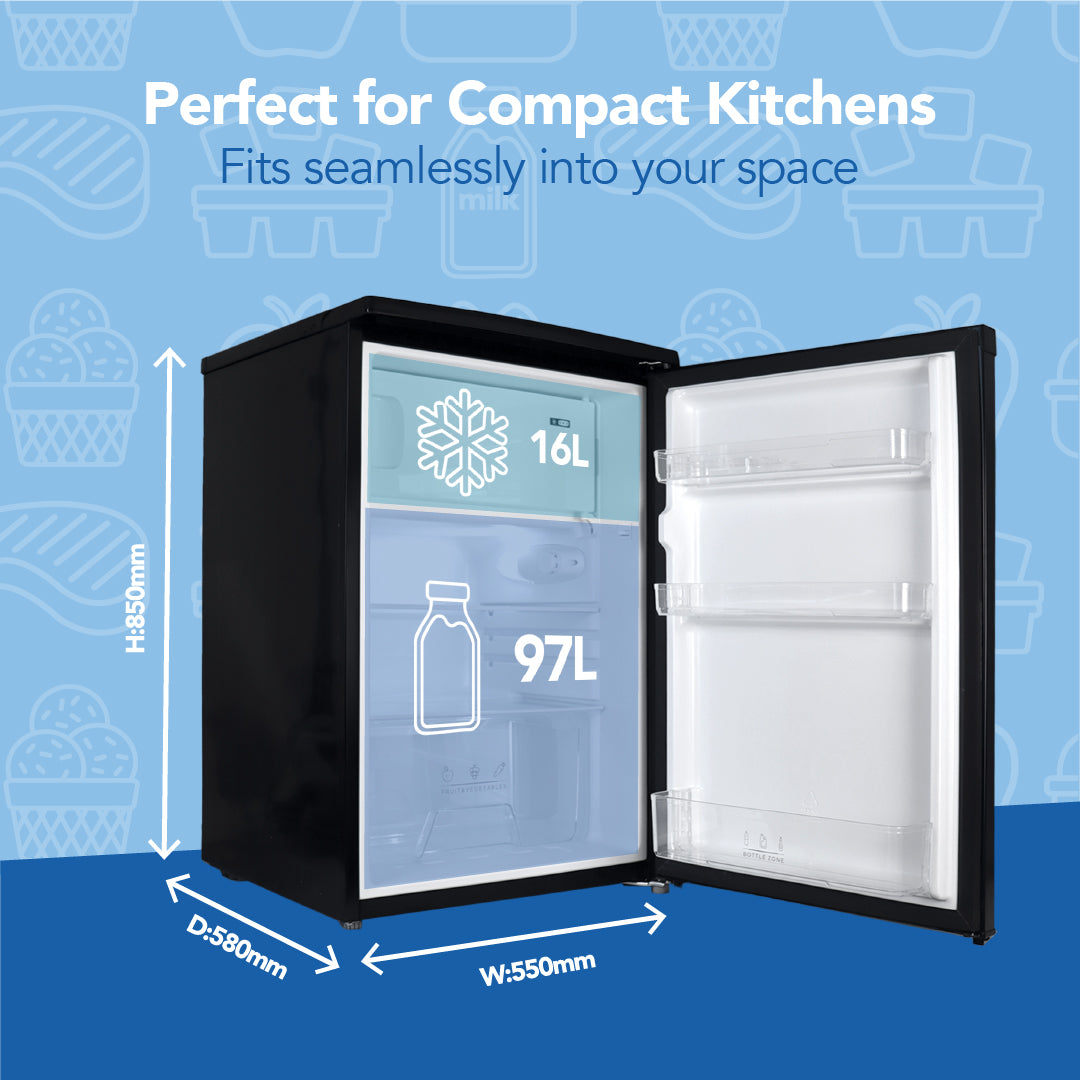 Under Counter Fridge with Ice Box, Black