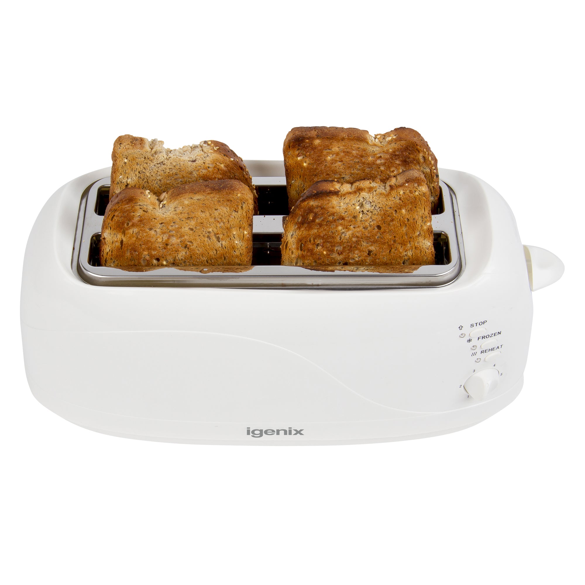 4 Slice Toaster, Removable Crumb Tray, White