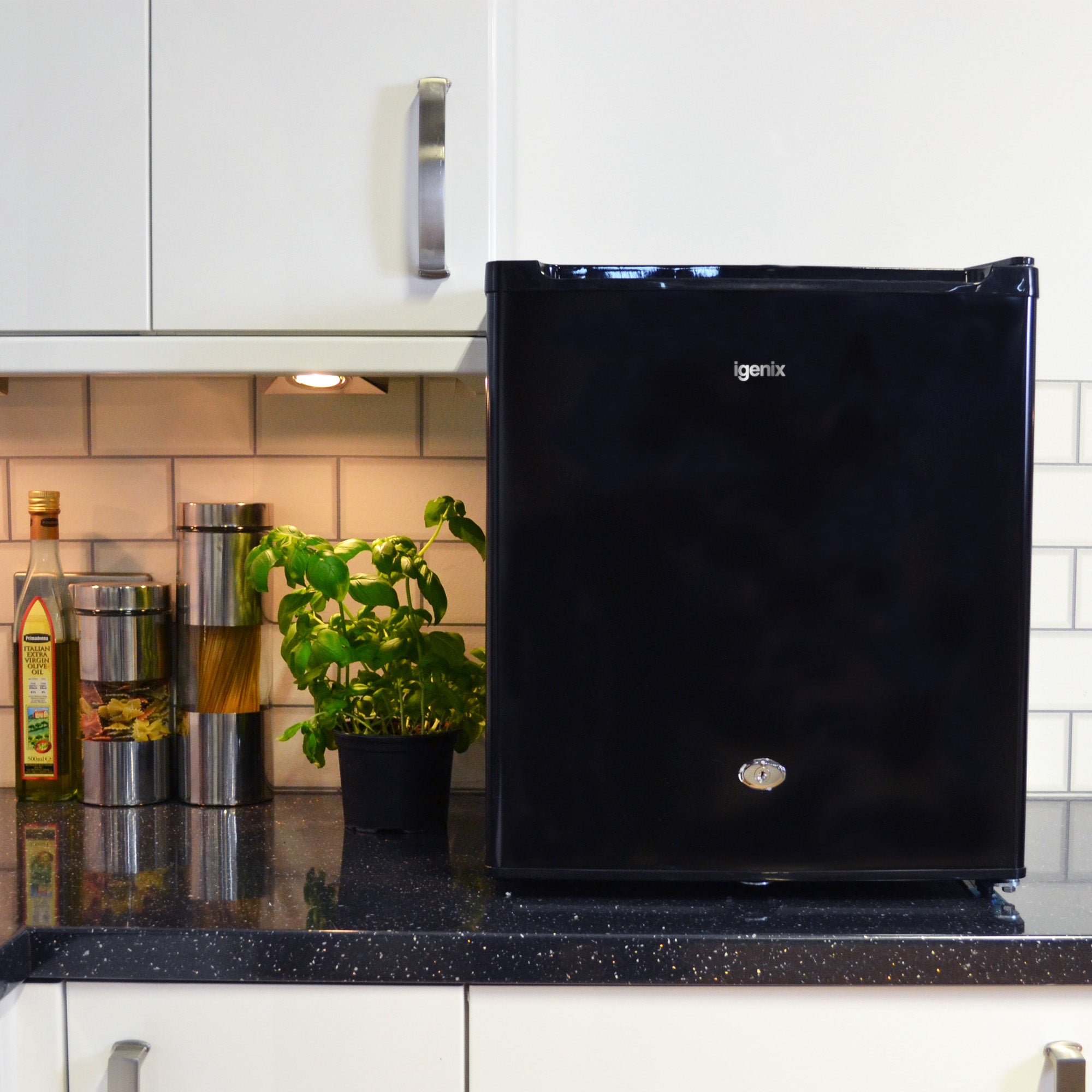 Table Top Fridge with Lockable Door, 41 Litre, Black
