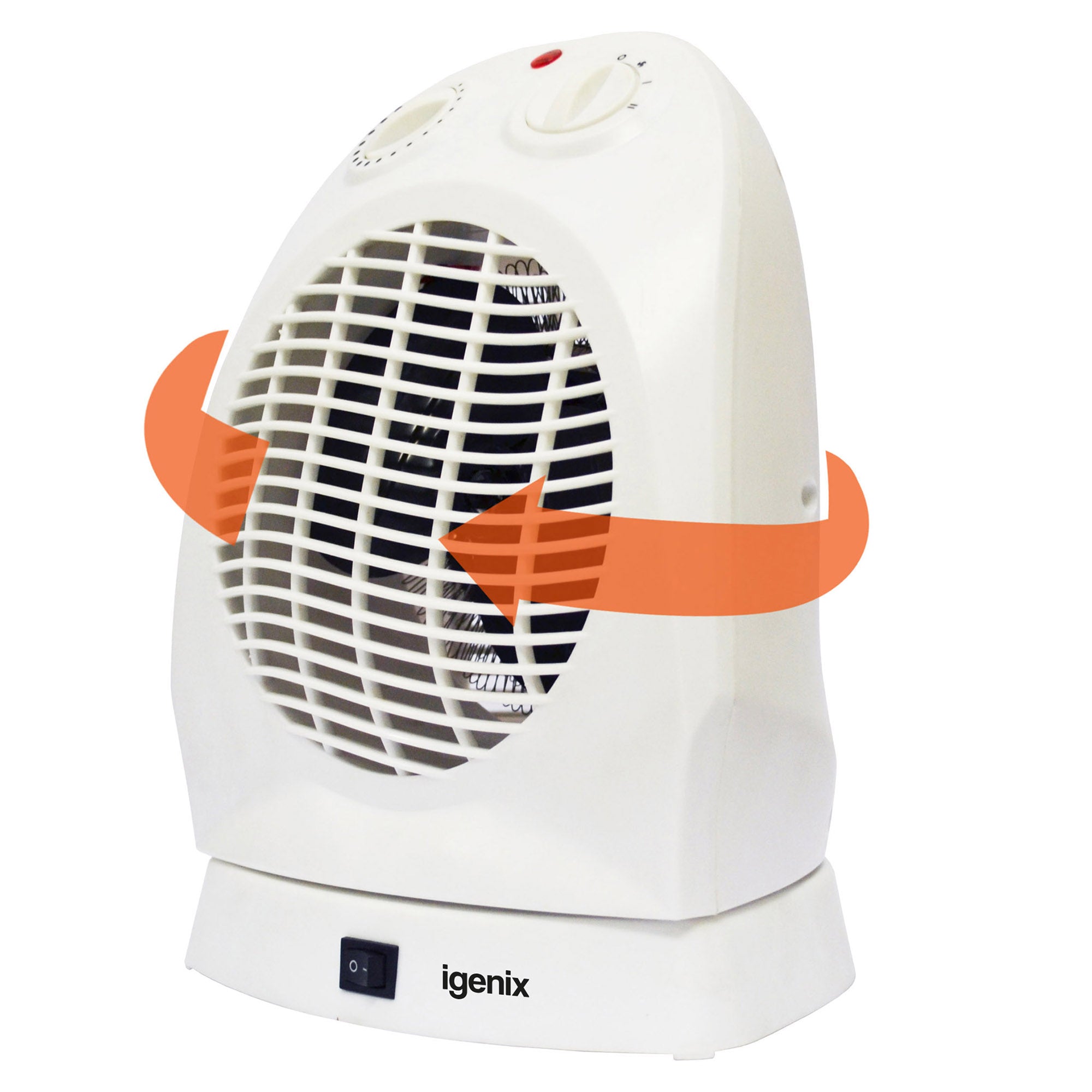 Oscillating Fan Heater, 2 Heat Settings, 2000W, White