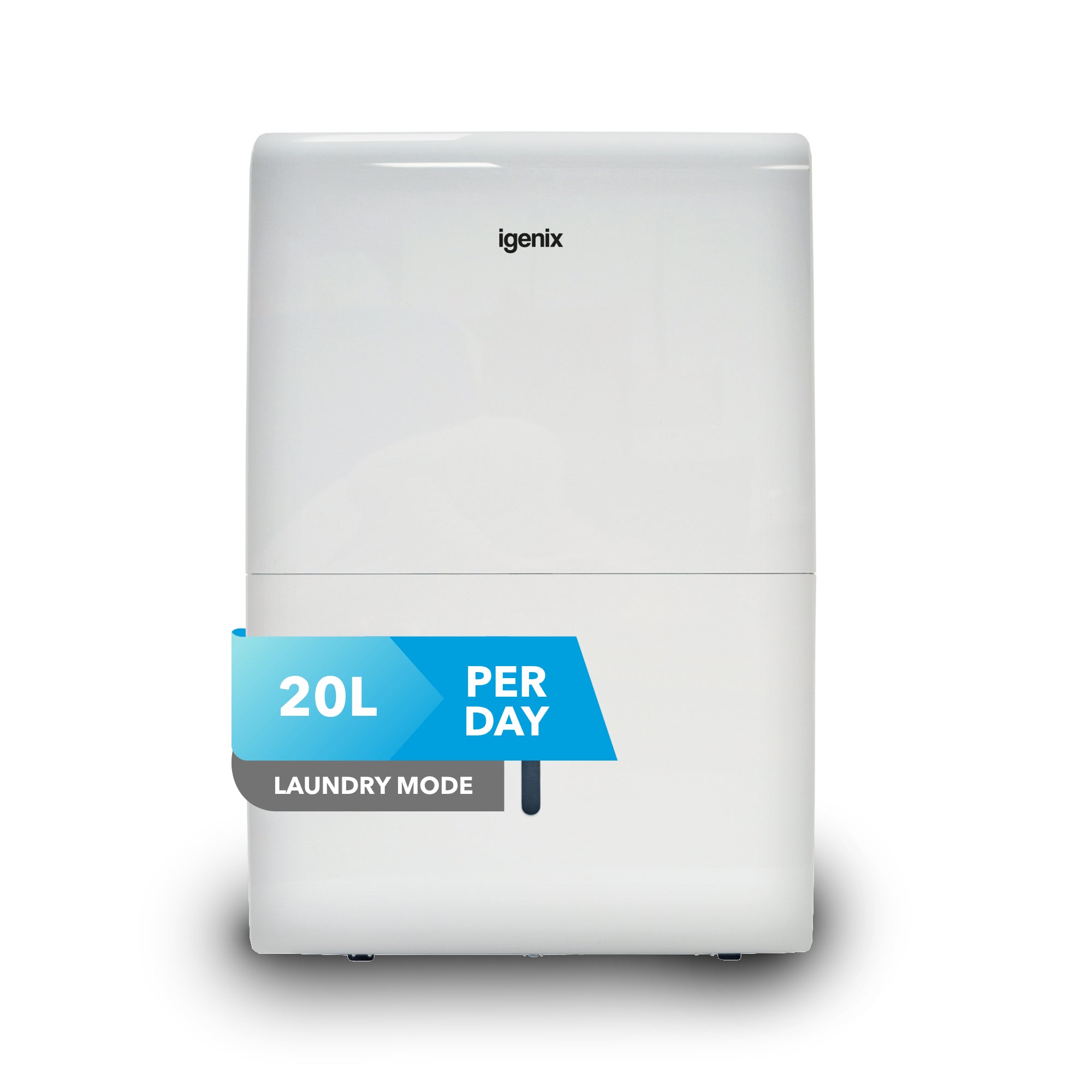 White laundry machine with 'igenix' branding and '20L Per Day' label on a white background