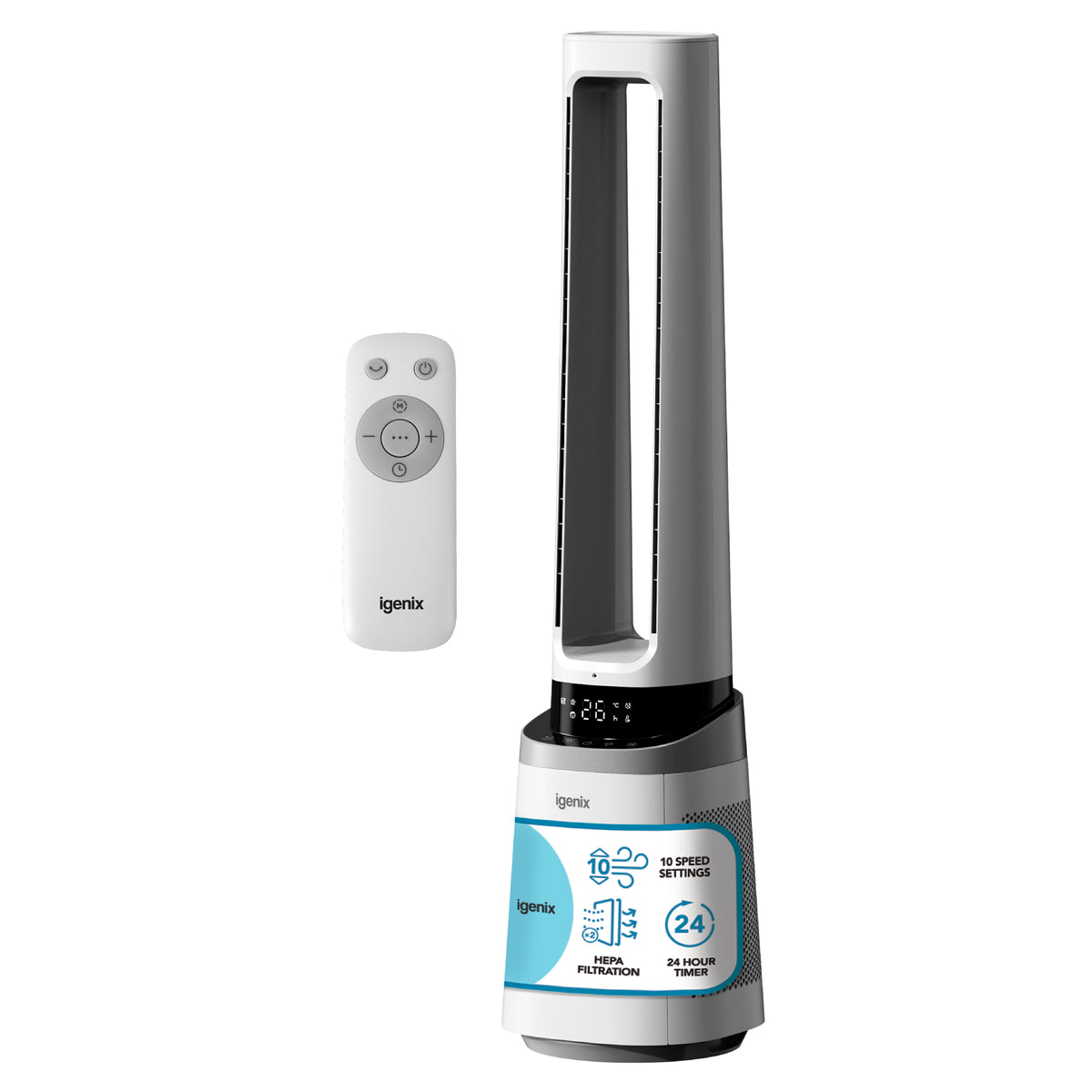 41 Inch Bladeless Tower Fan with Air Purifier, 2-in-1 Cooling Tower Fa