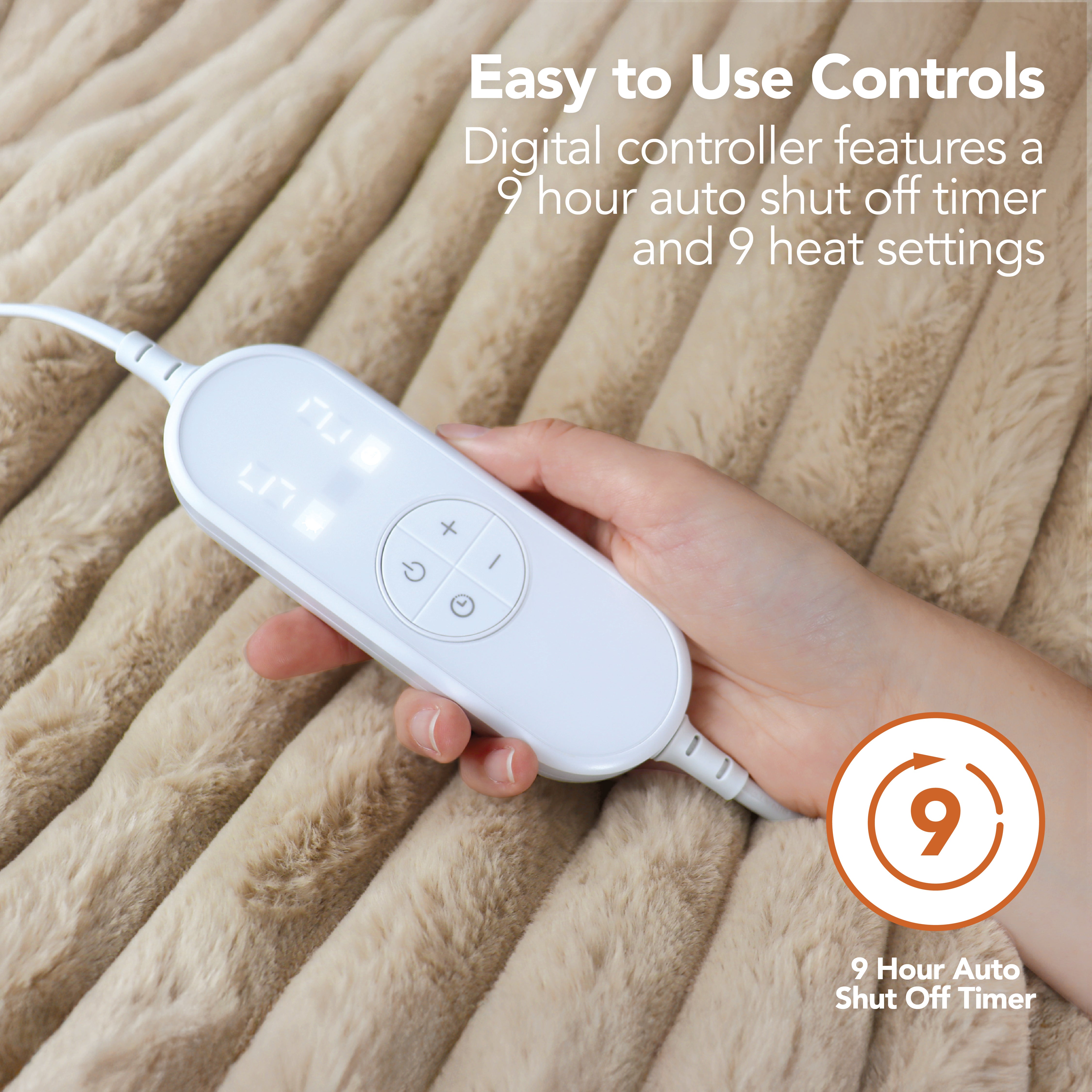 Igenix Luxury Heated Faux Fur Throw 160 x 130 cm - Latte